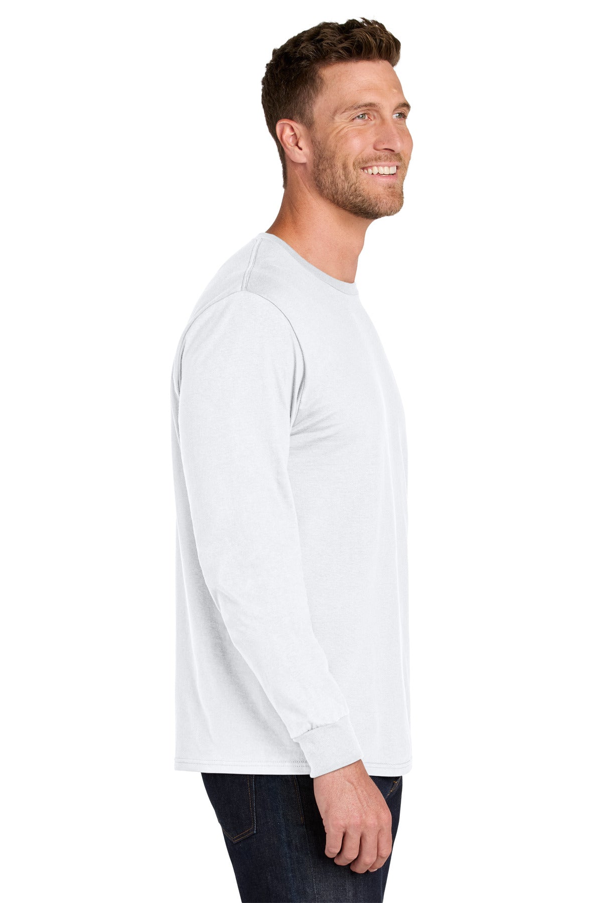 White Jerzees Ultimate Unisex Ring Spun Long Sleeve T-Shirt IC46L