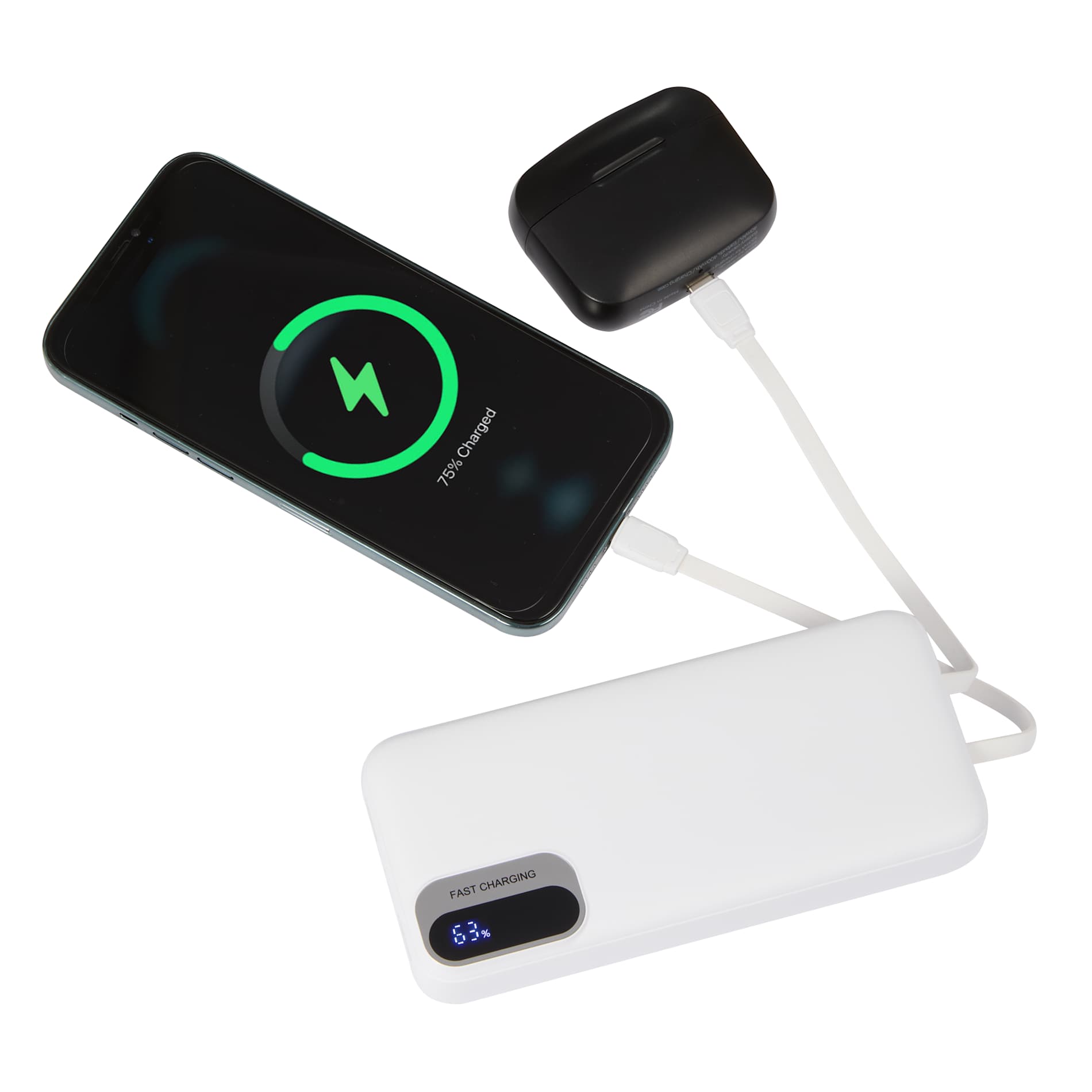 White Laptop Power 20,000 mAh PD Power Bank with Cables plain