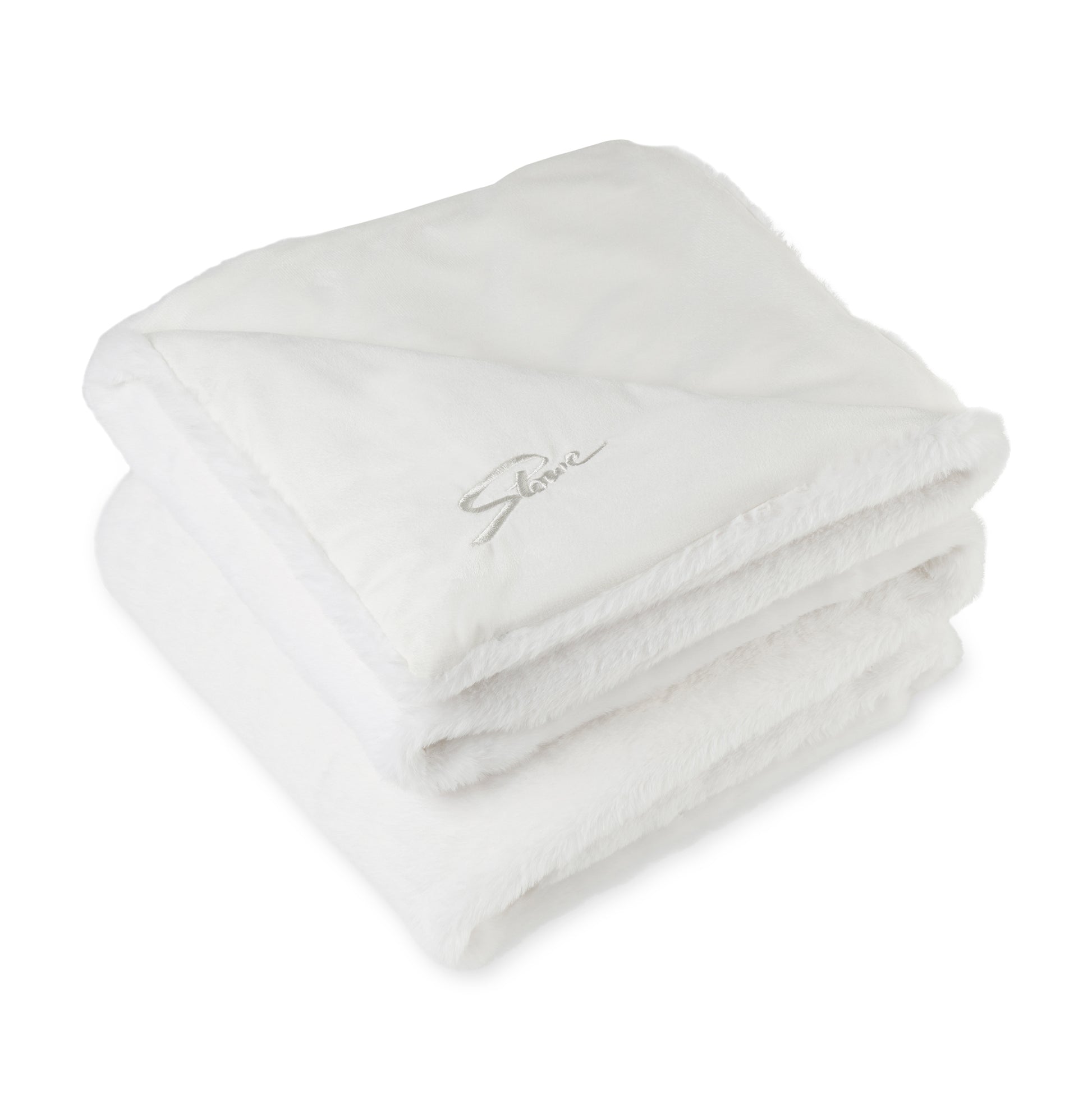 White Luxe Faux Fur Throw Blanket