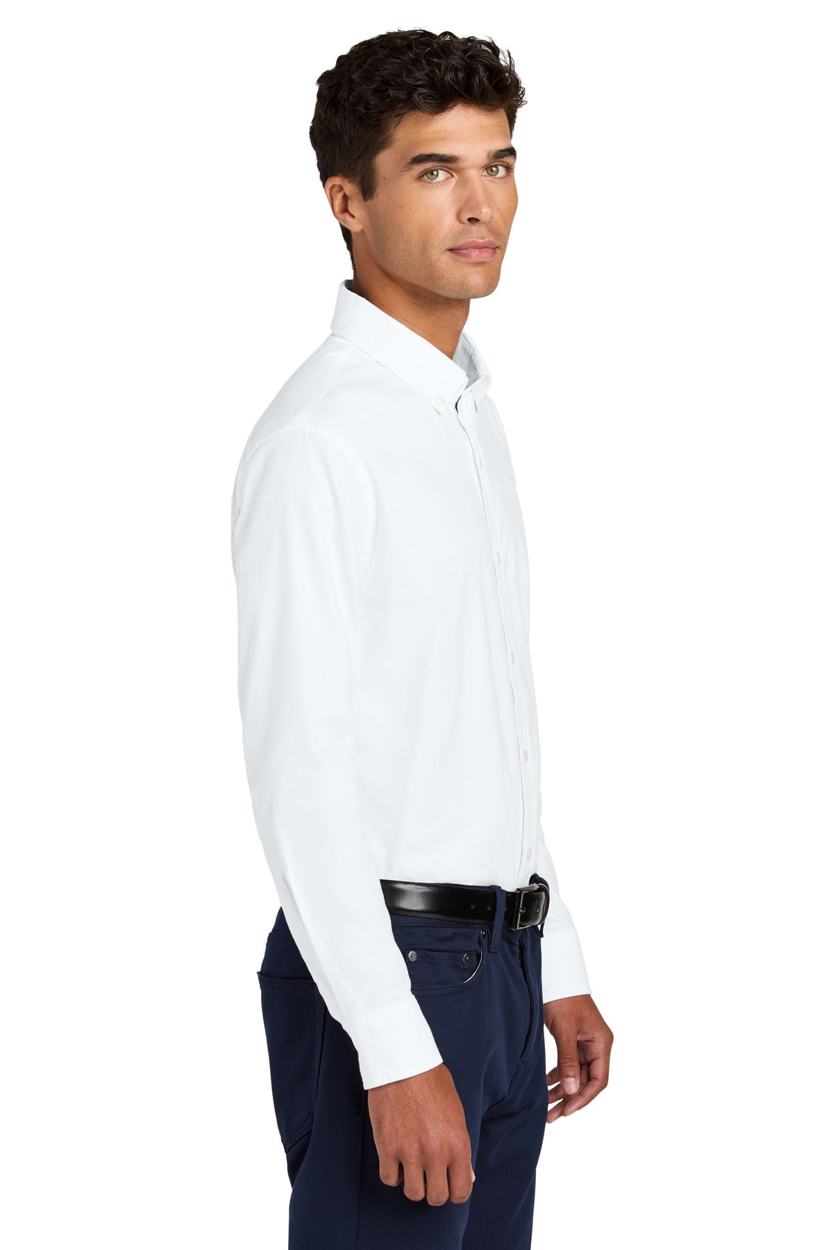 White Mercer+Mettle Long Sleeve Modern Oxford Shirt MM2002