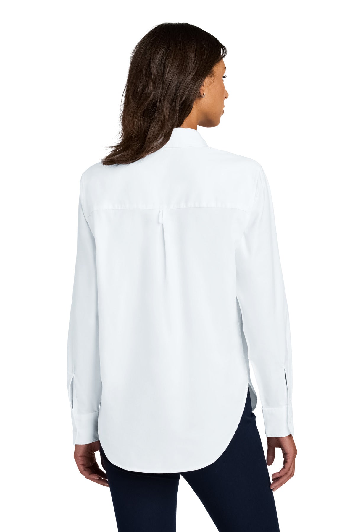White Mercer+Mettle Women's Long Sleeve Modern Oxford Shirt MM2003