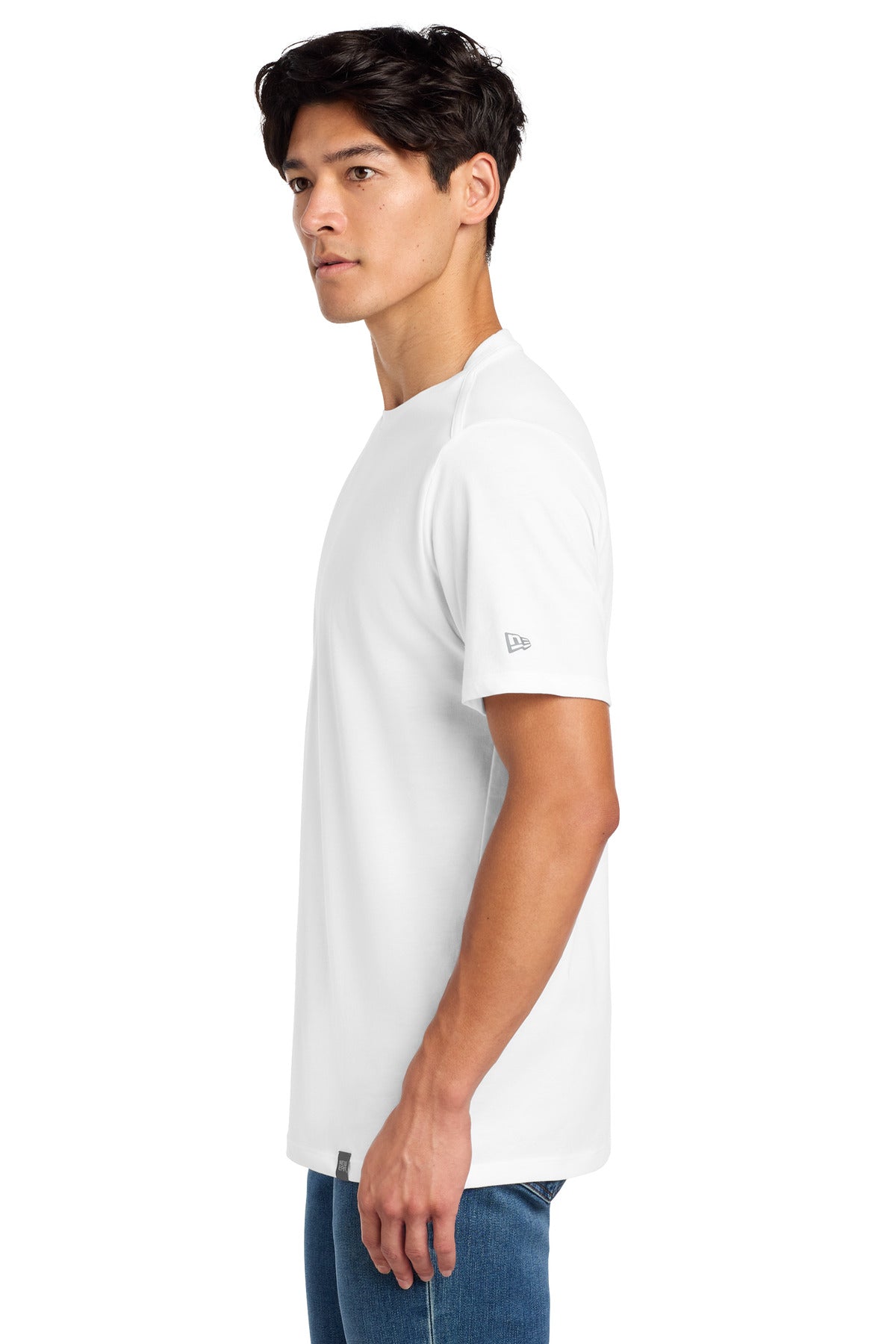 White New Era Heritage Blend Crew Tee. NEA100