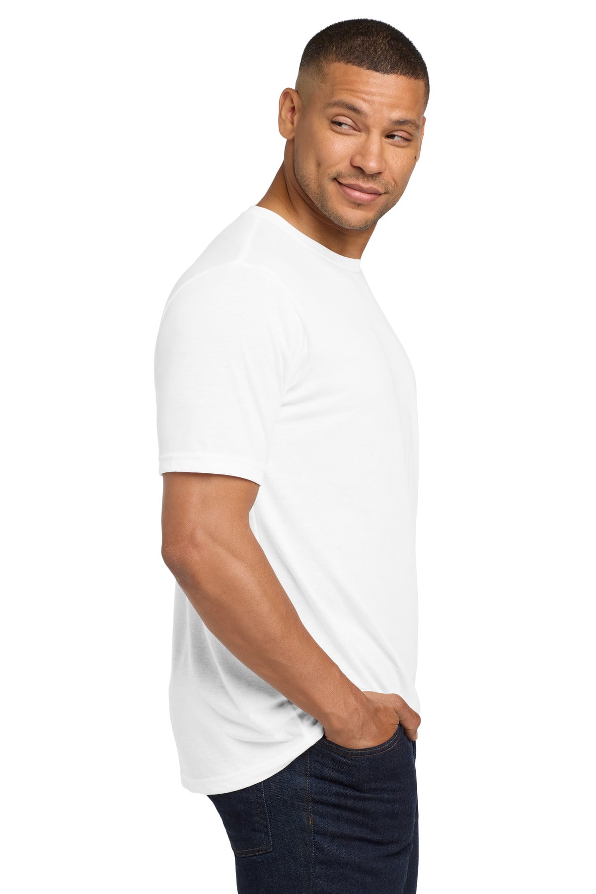 White Next Level Apparel Adult Poly/Cotton Tee. NL6200
