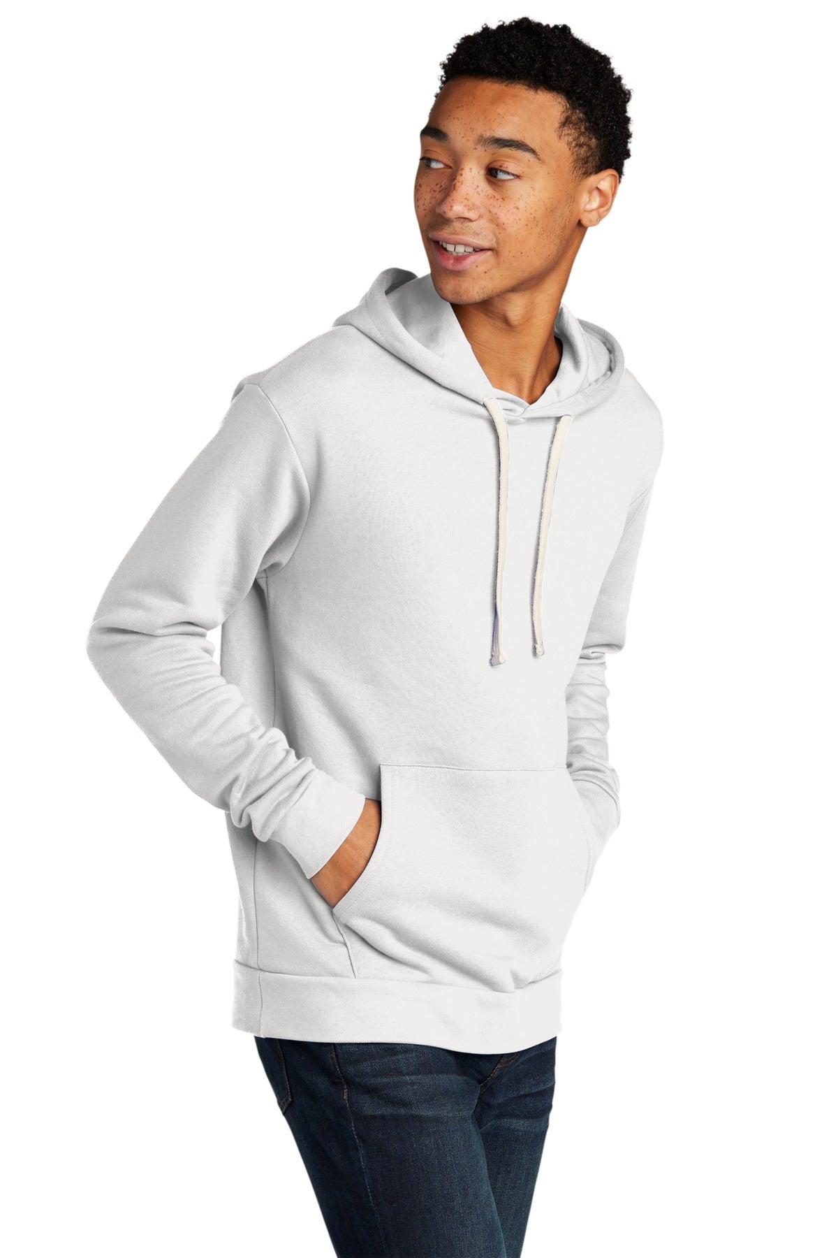 White Next Level Apparel Adult Santa Barbara Pullover Hoodie. NL9303