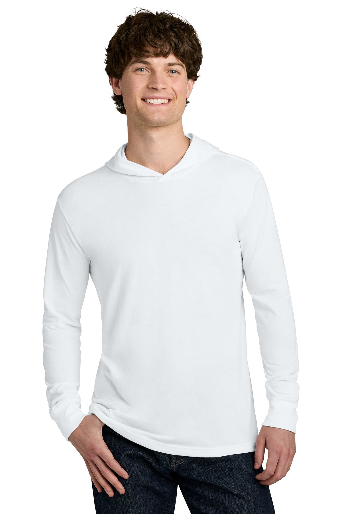 White Next Level Apparel CVC Long Sleeve Hoodie NL6221