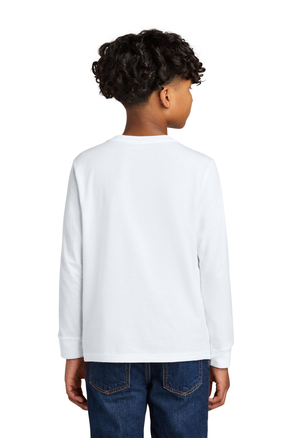 White Next Level Apparel Youth Cotton Long Sleeve Tee NL3311