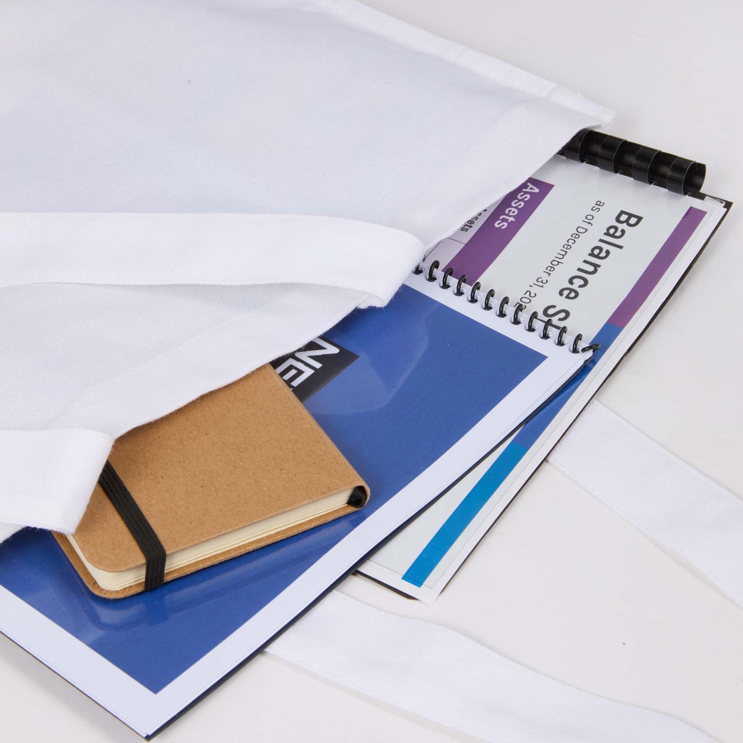 White Organic 8oz Cotton Double Stitch Tote plain