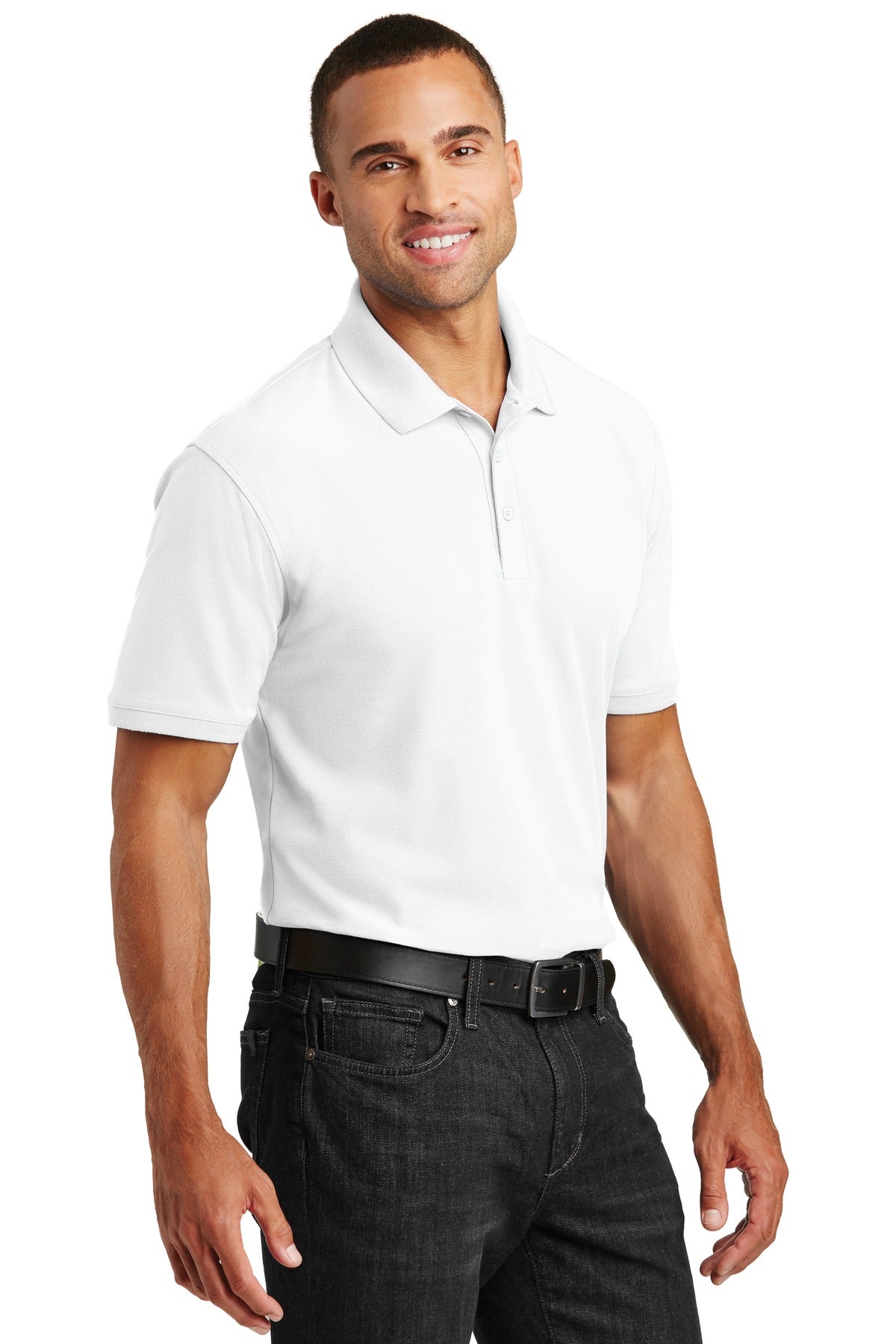 White Port Authority Core Classic Pique Polo. K100