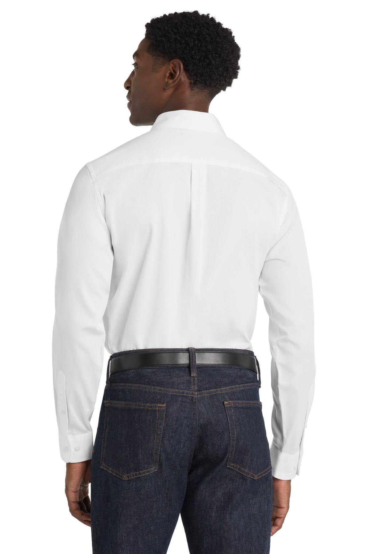 White Port Authority Long Sleeve SuperPro React Twill Shirt. W808