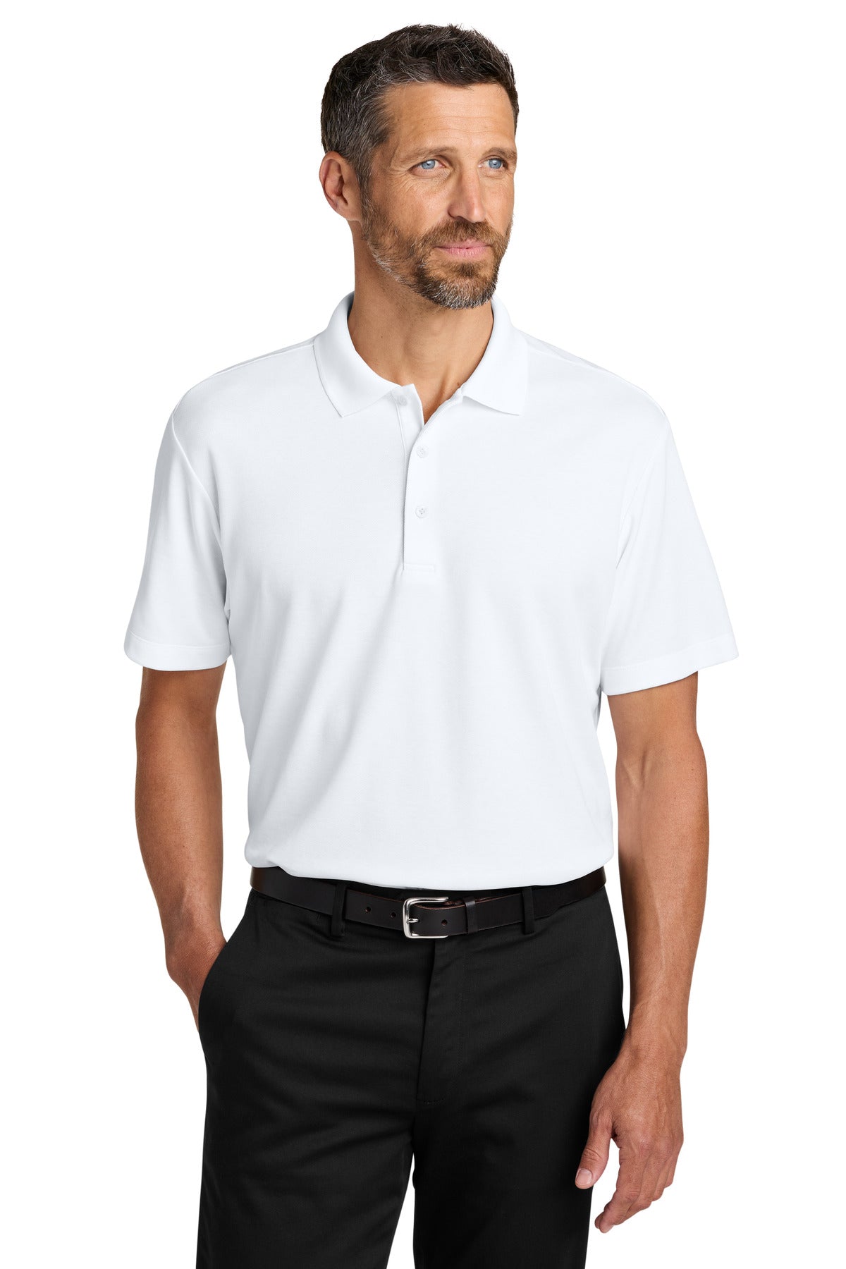 White Port Authority Plaited Pique Polo K620