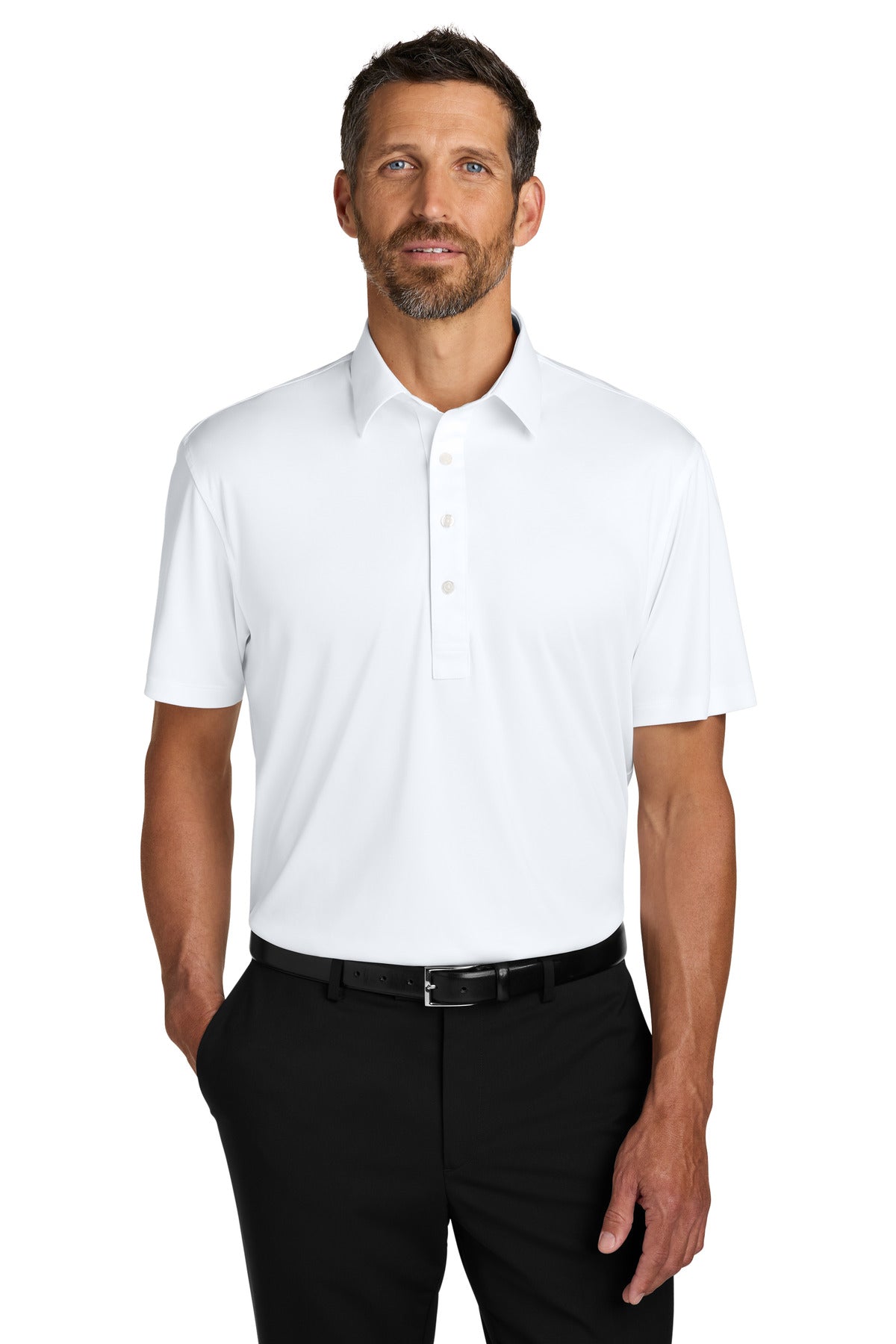 White Port Authority Shirt Collar Polo K700