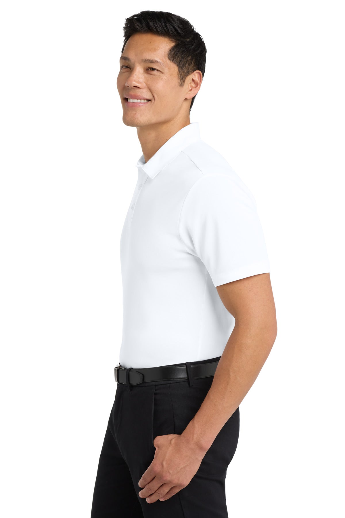 White Port Authority Silk Touch Performance Polo. K540