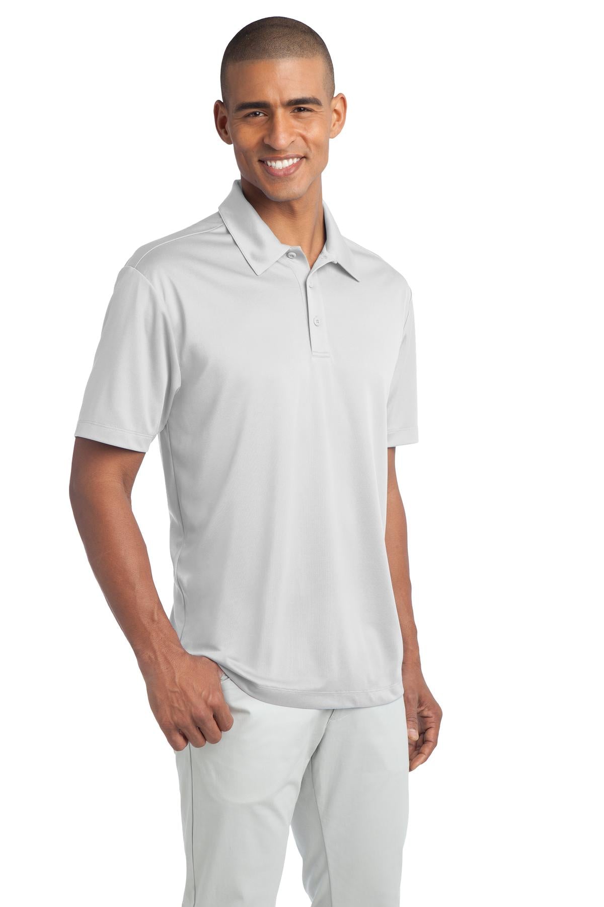 White Port Authority Silk Touch Performance Polo. K540