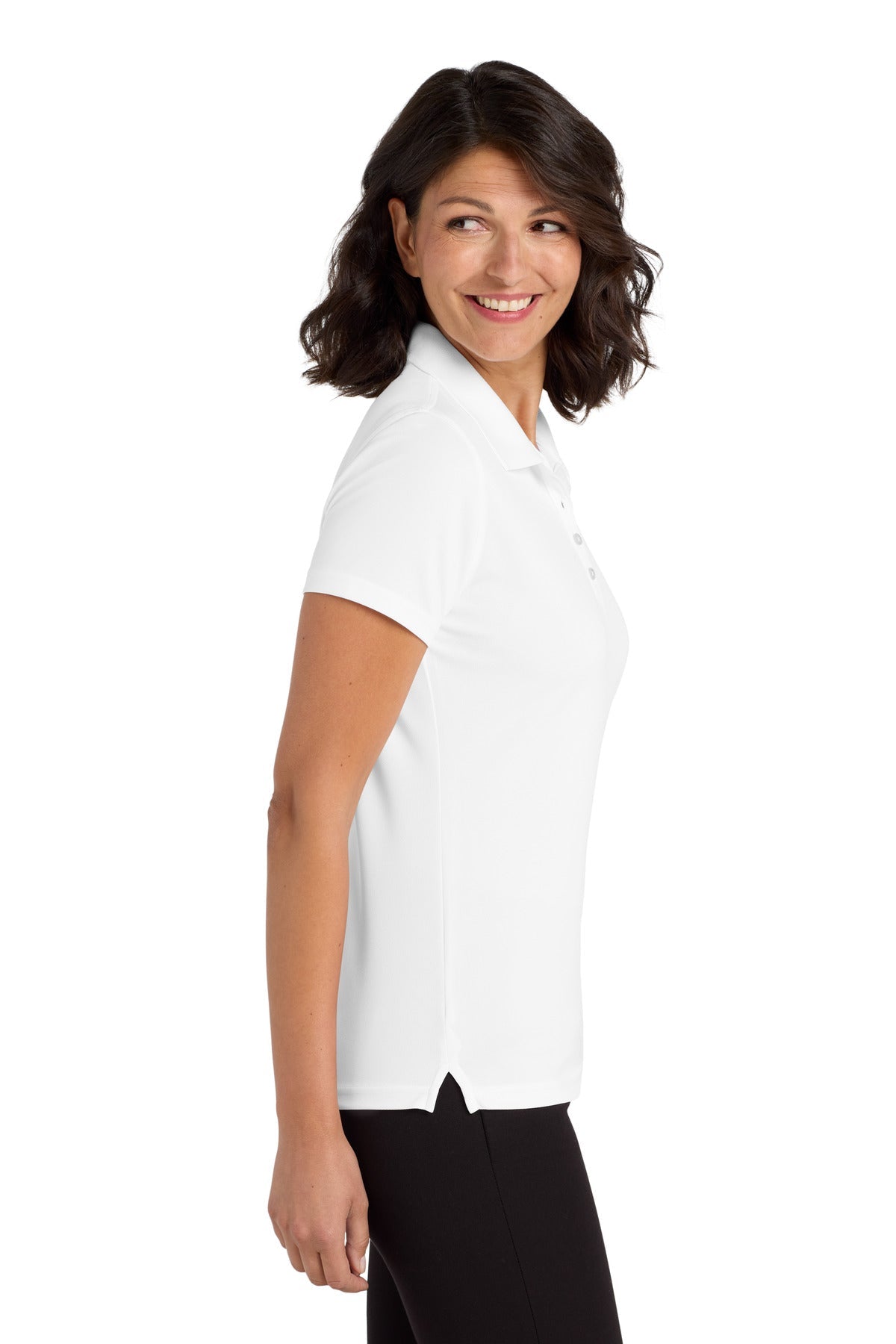 White Port Authority Women's Dry Zone UV Micro-Mesh Polo. LK110