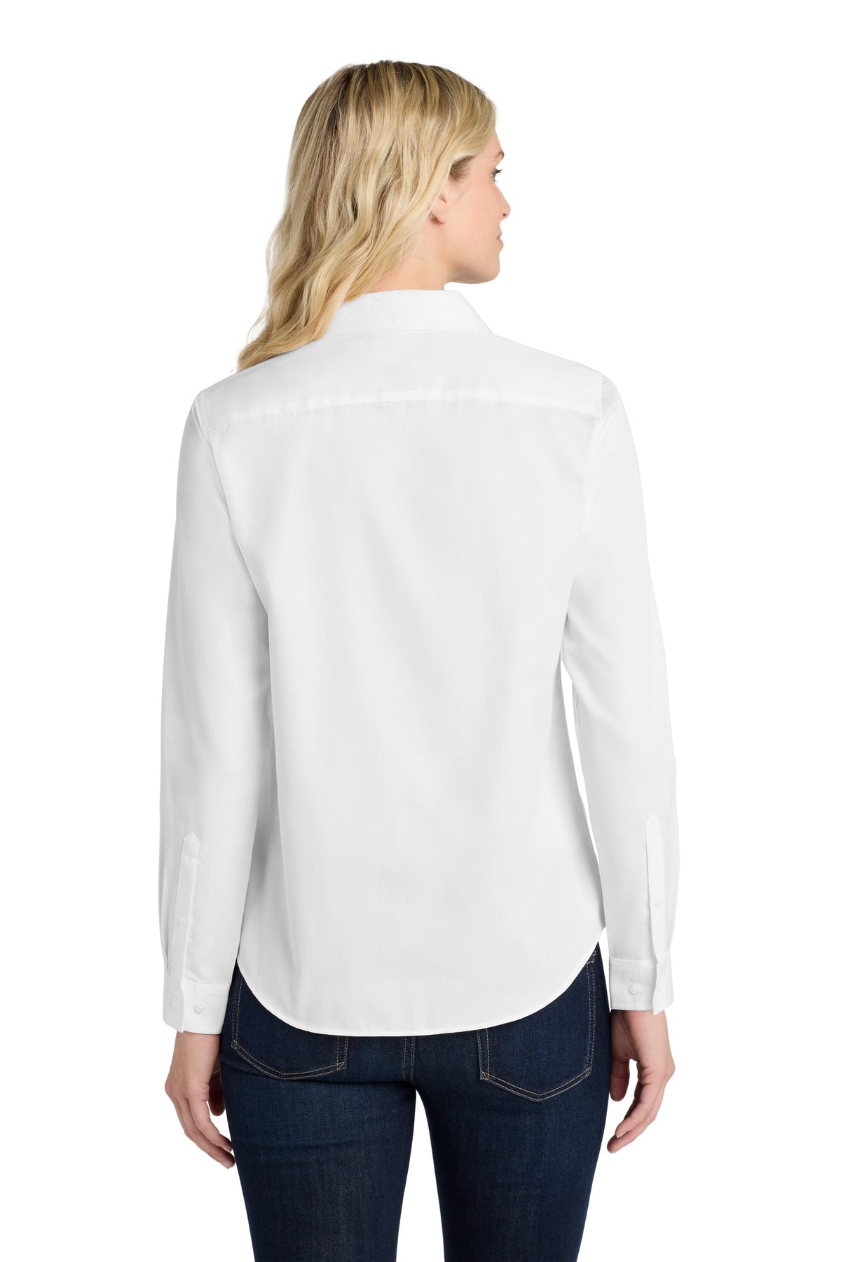 White Port Authority Women's Long Sleeve SuperPro React Twill Shirt. LW808
