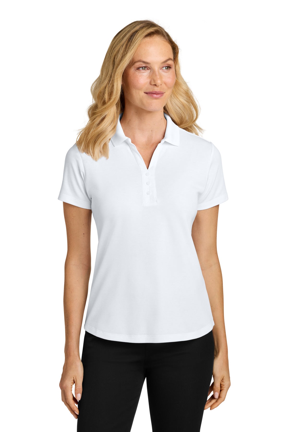 White Port Authority Women's Plaited Pique Polo LK620