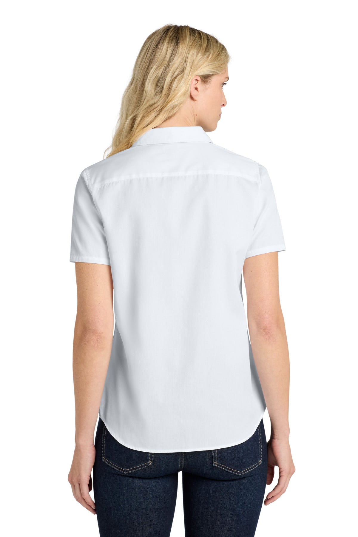 White Port Authority Women's Short Sleeve SuperPro React Twill Shirt. LW809