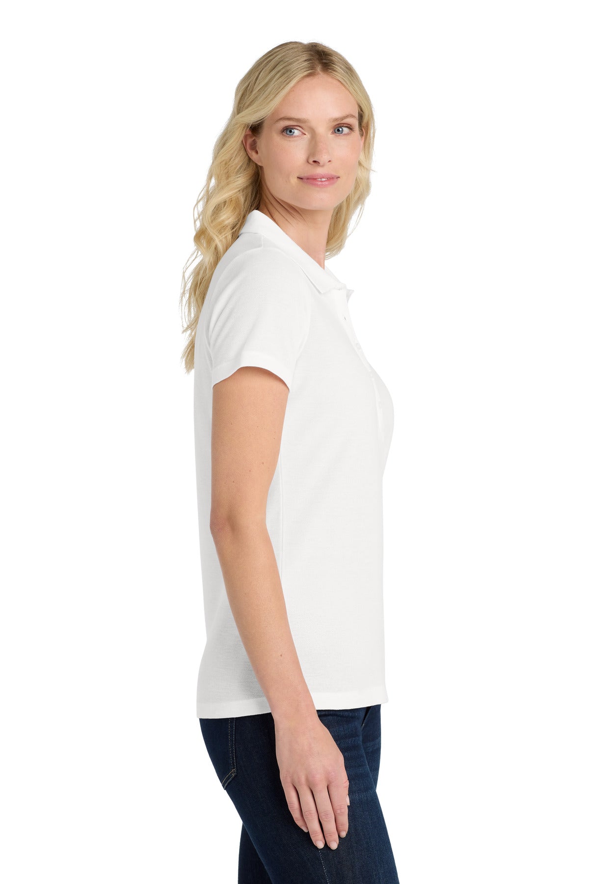 White Port Authority Women's SuperPro React Polo. LK810