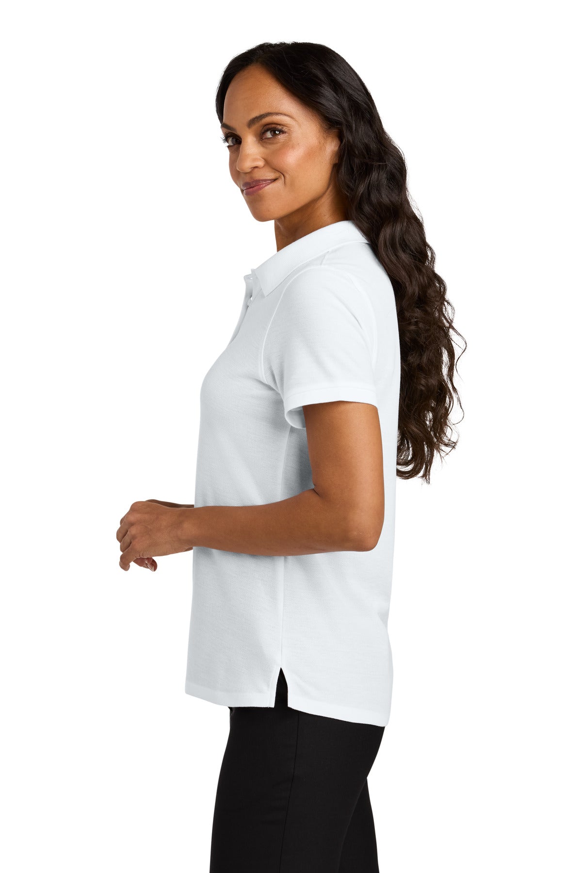 White Port Authority Women's Wearever Signature Pique Polo LK200