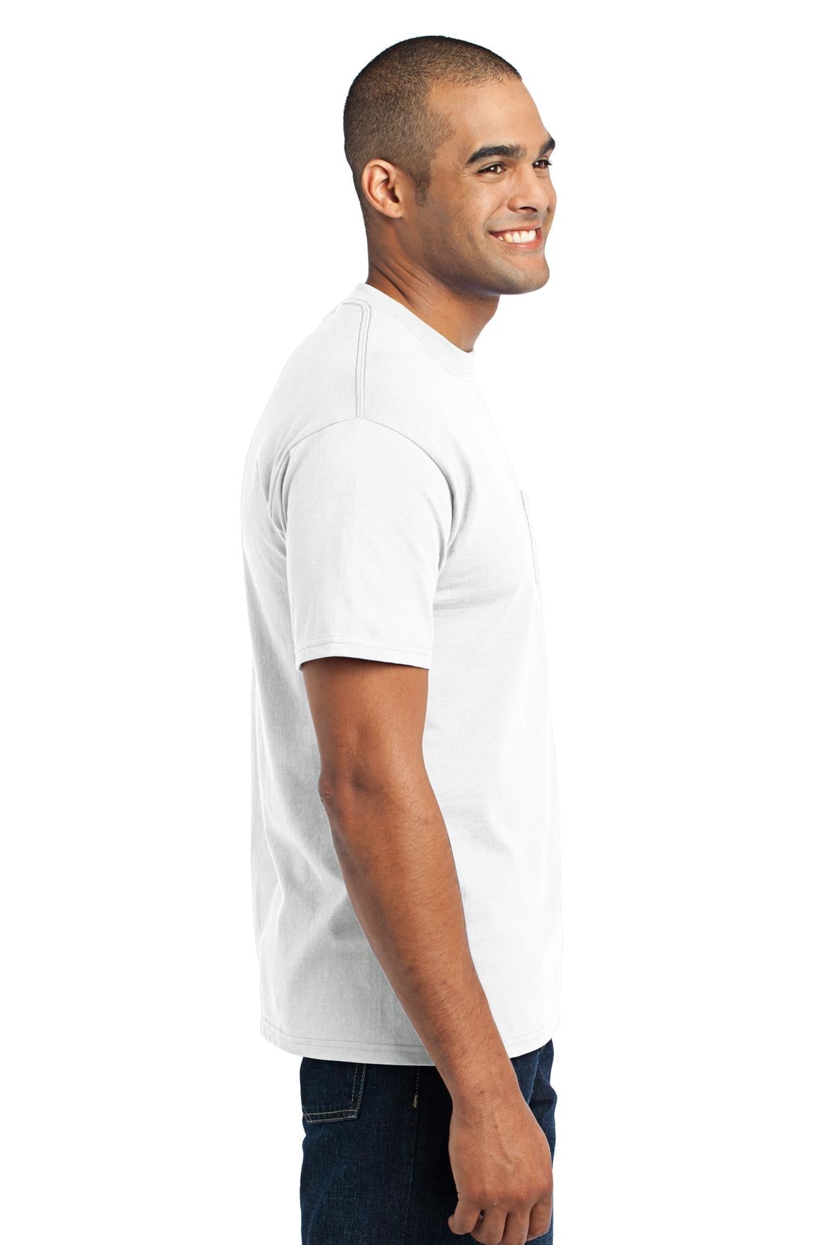 White Port & Co Core Blend Pocket Tee. PC55P