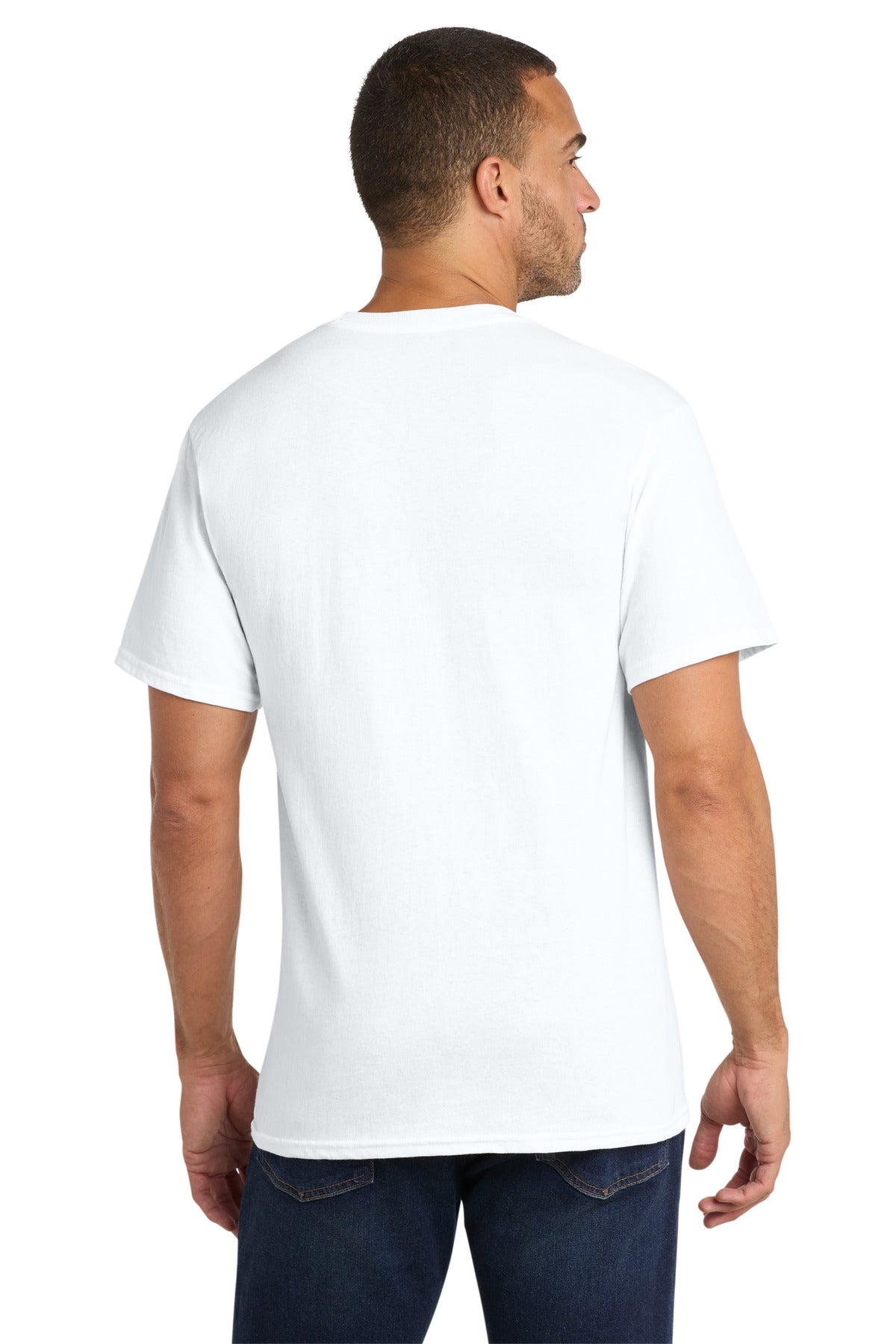 White Port & Co Core Cotton Pocket Tee. PC54P