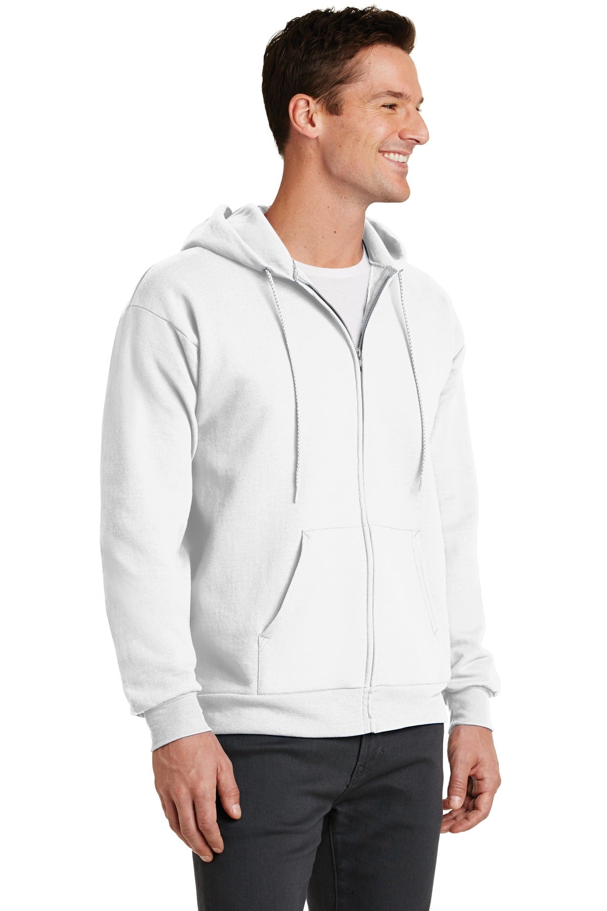 White Port & Co Core Fleece Full-Zip Hooded Sweatshirt. PC78ZH