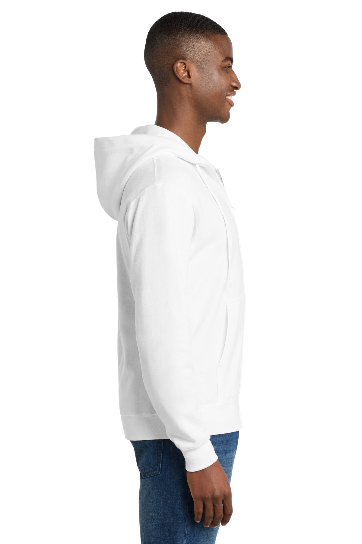 White Port & Co Core Fleece Full-Zip Hooded Sweatshirt. PC78ZH