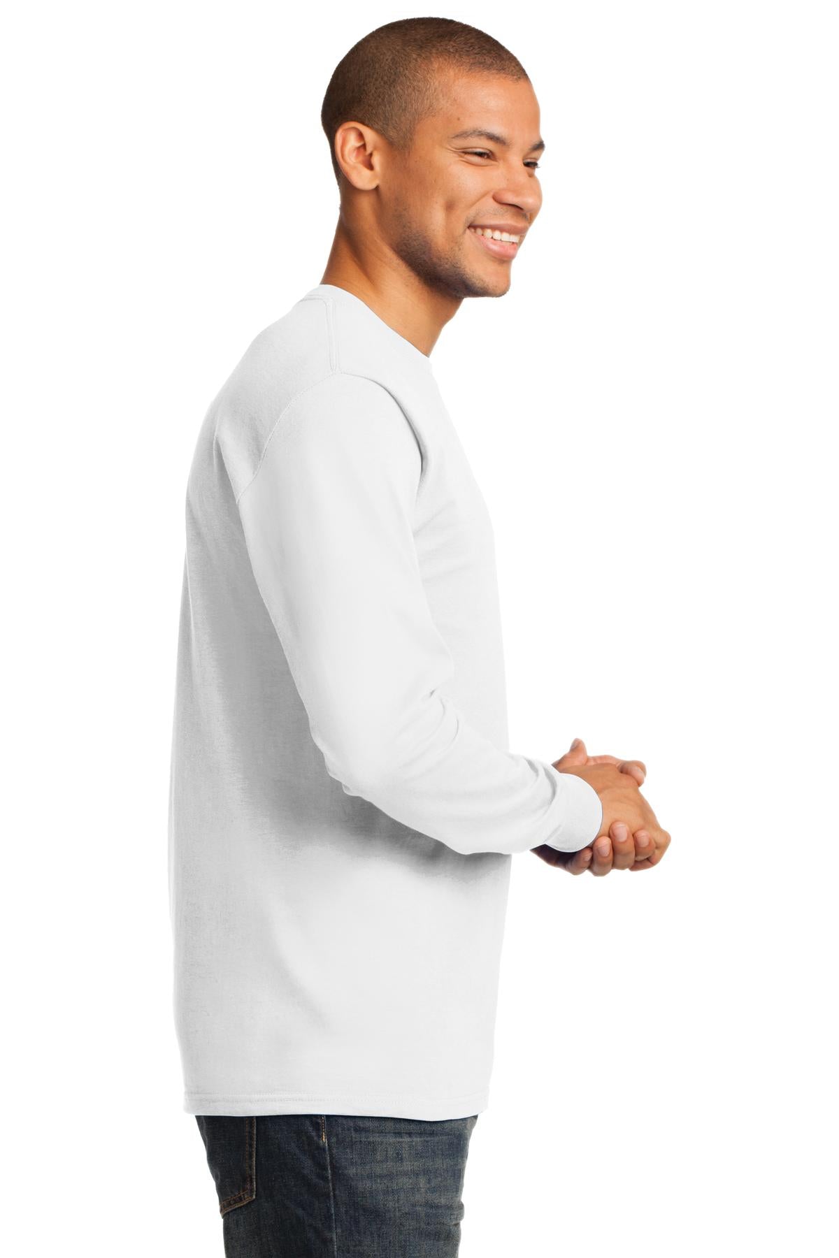 White Port & Co Long Sleeve Essential Tee. PC61LS