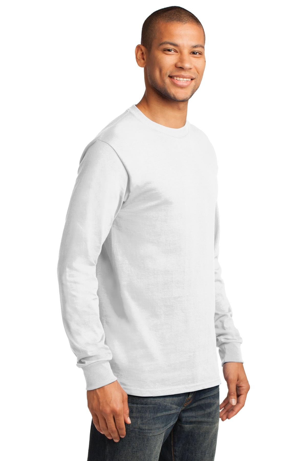 White Port & Co Long Sleeve Essential Tee. PC61LS