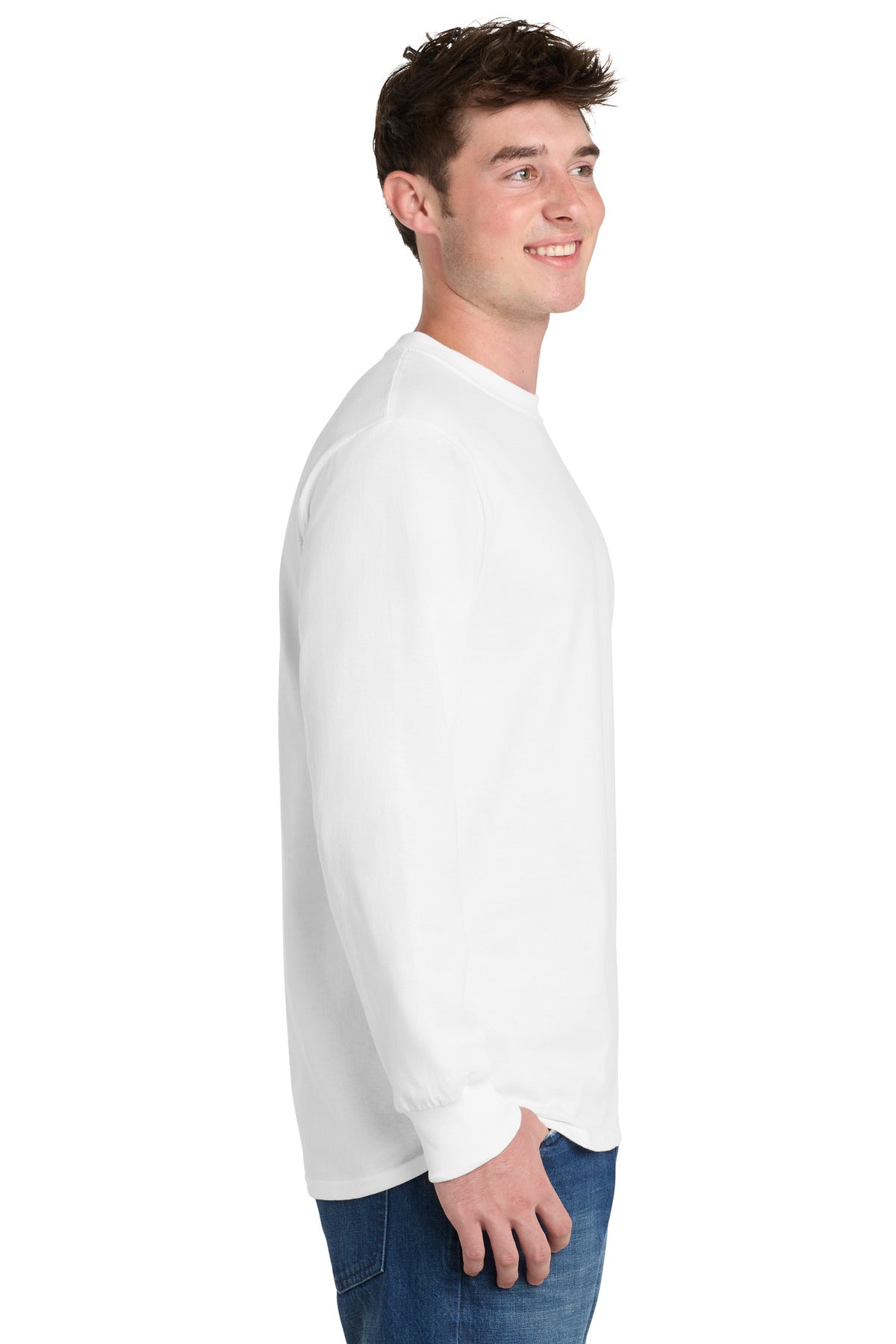 White Port & Co Long Sleeve Essential Tee. PC61LS