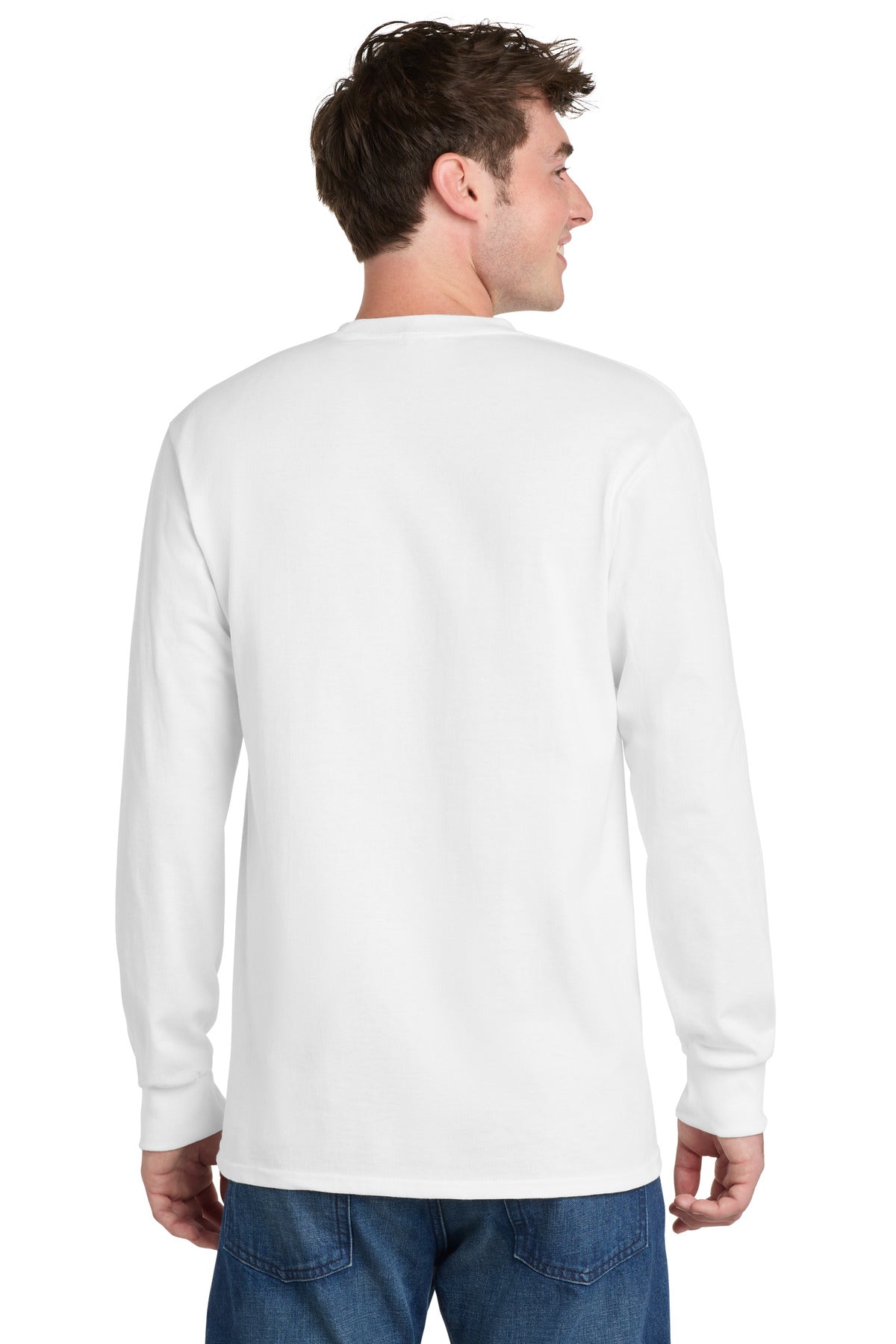White Port & Co Long Sleeve Essential Tee. PC61LS