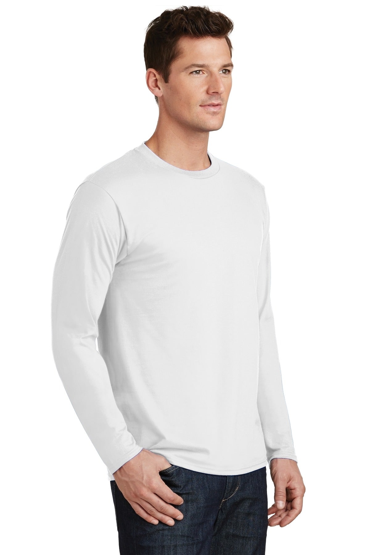 White Port & Co Long Sleeve Fan Favorite Tee. PC450LS