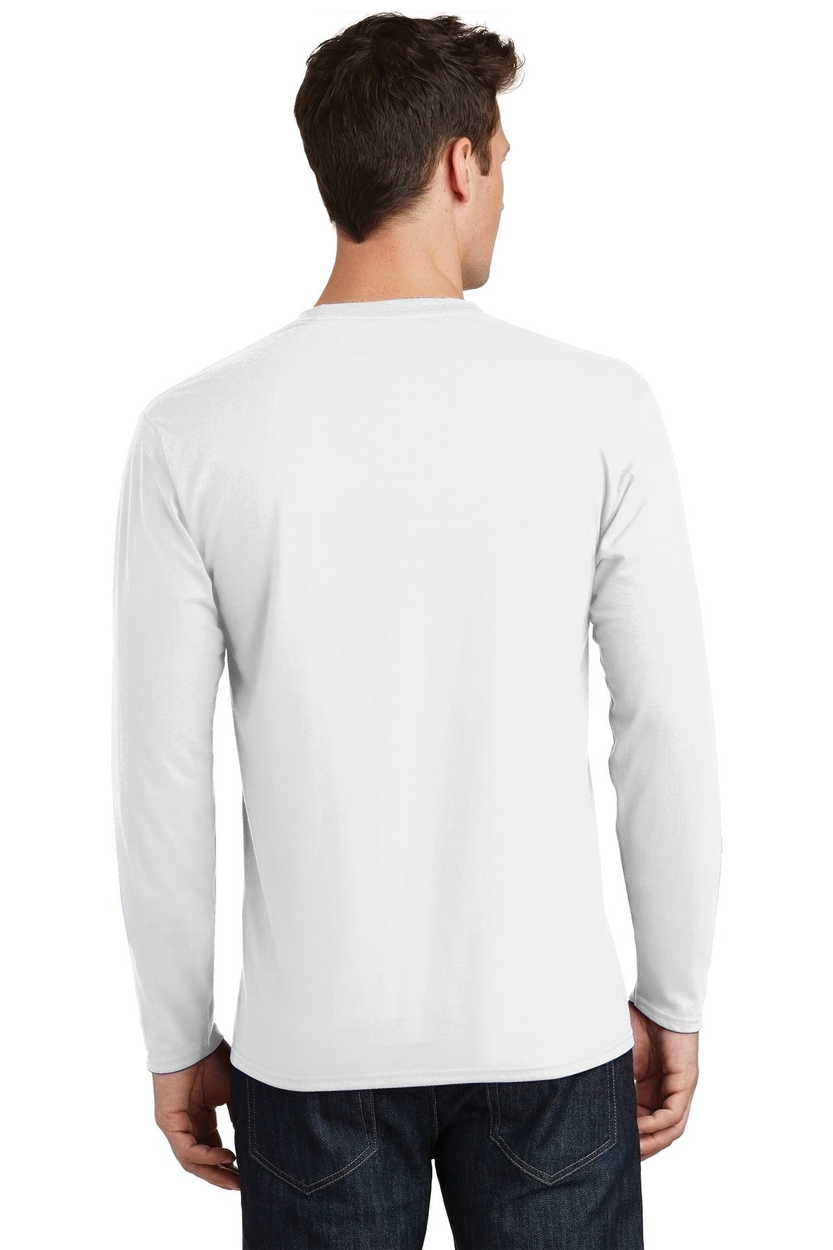 White Port & Co Long Sleeve Fan Favorite Tee. PC450LS