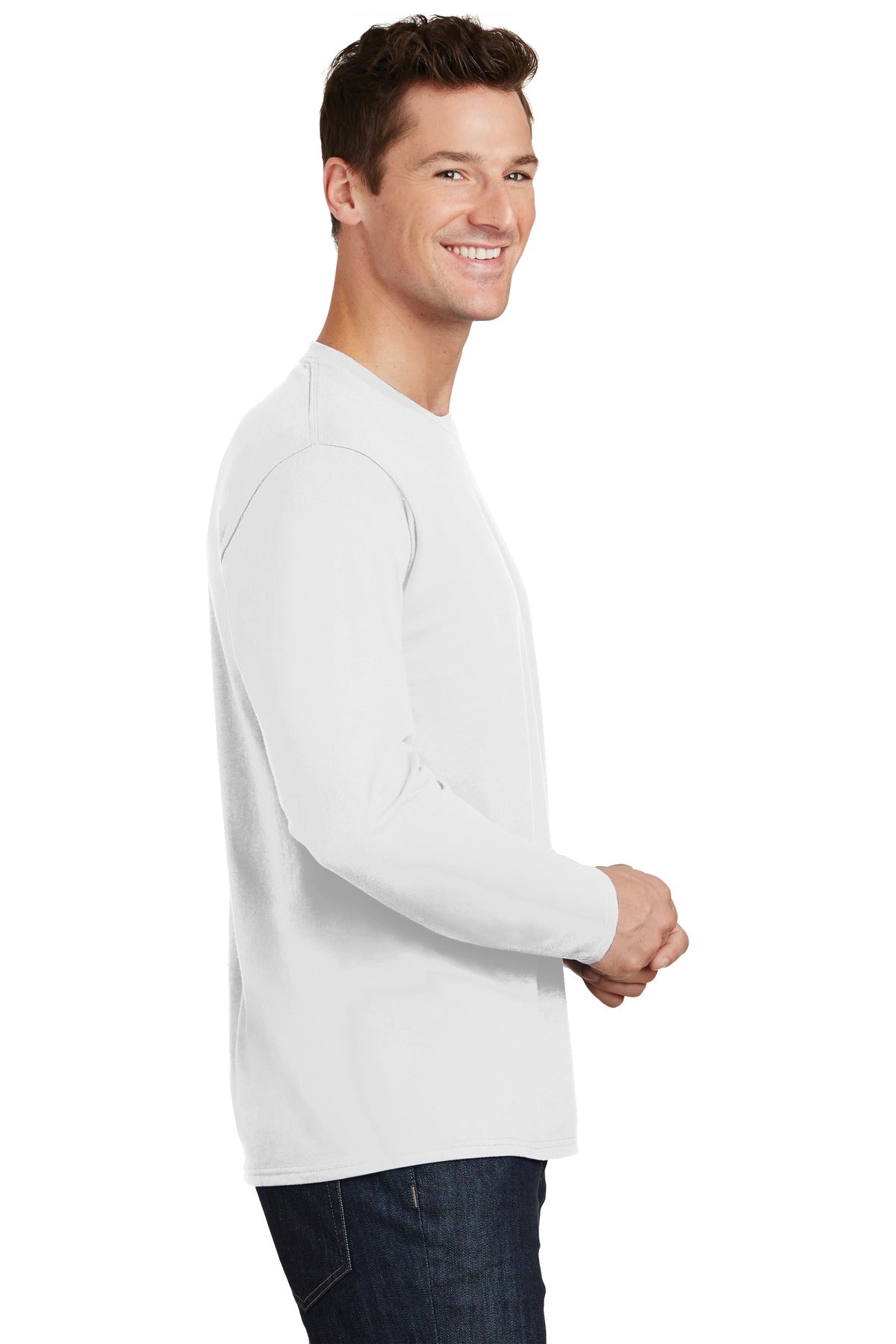 White Port & Co Long Sleeve Fan Favorite Tee. PC450LS