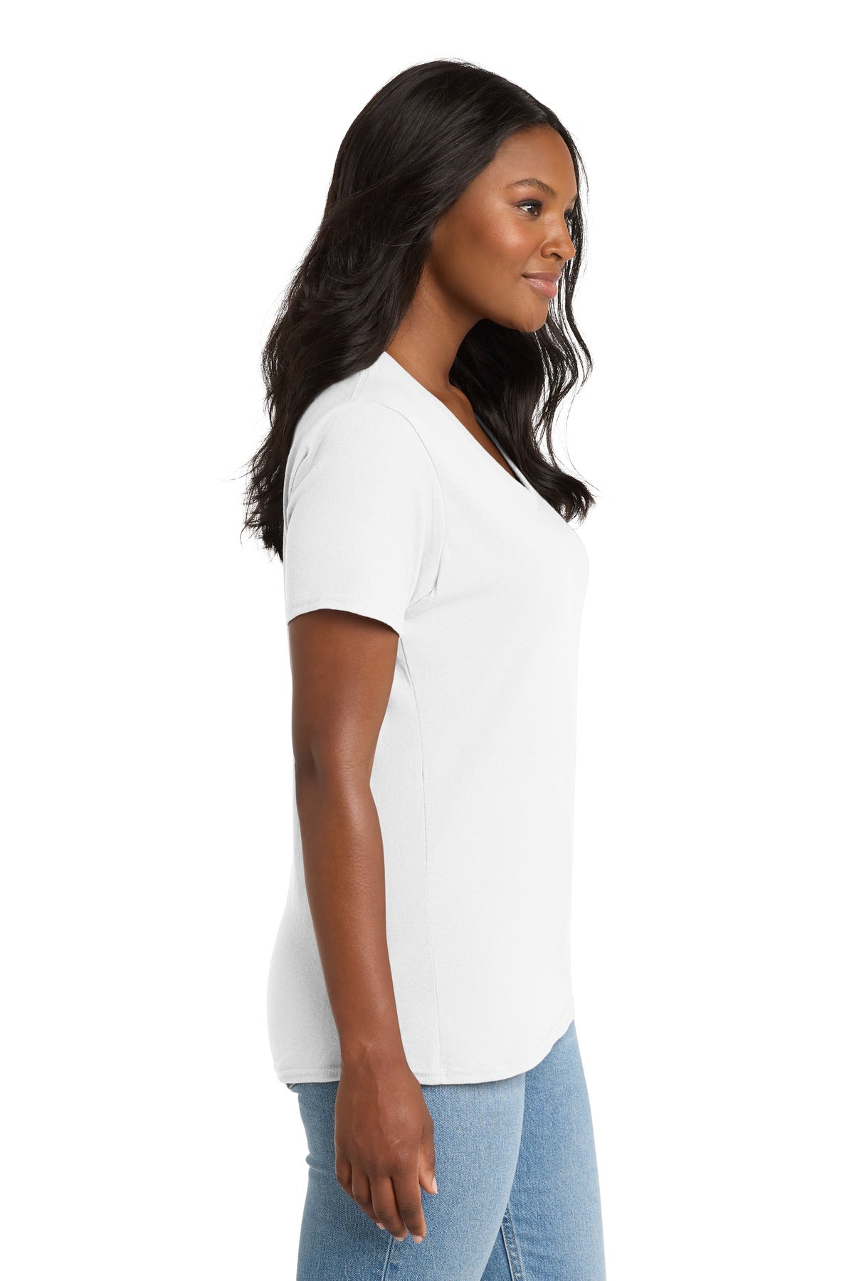 White Port & Co Women's Core Cotton V-Neck Tee. LPC54V