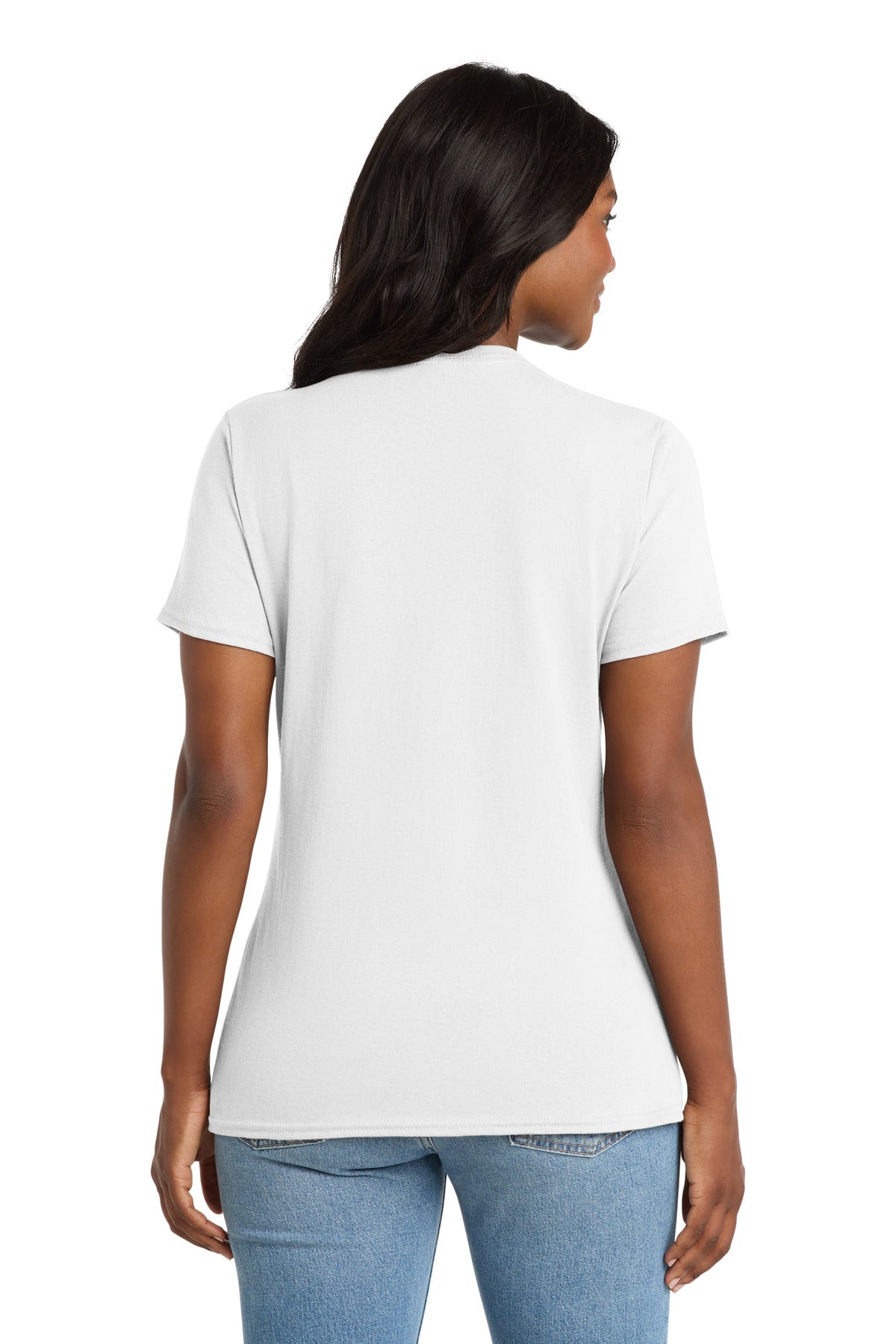 White Port & Co Women's Core Cotton V-Neck Tee. LPC54V