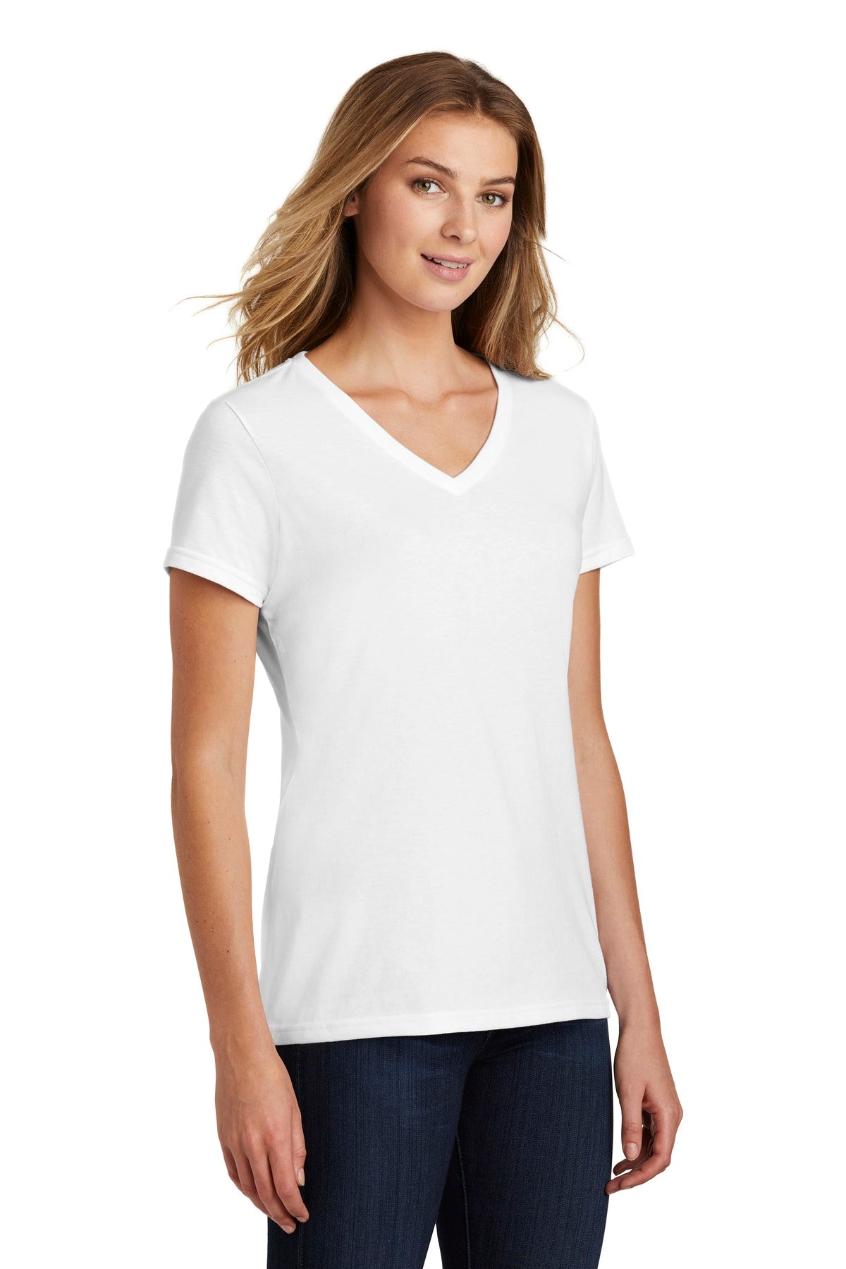 White Port & Co Women's Fan Favorite Blend V-Neck Tee. LPC455V