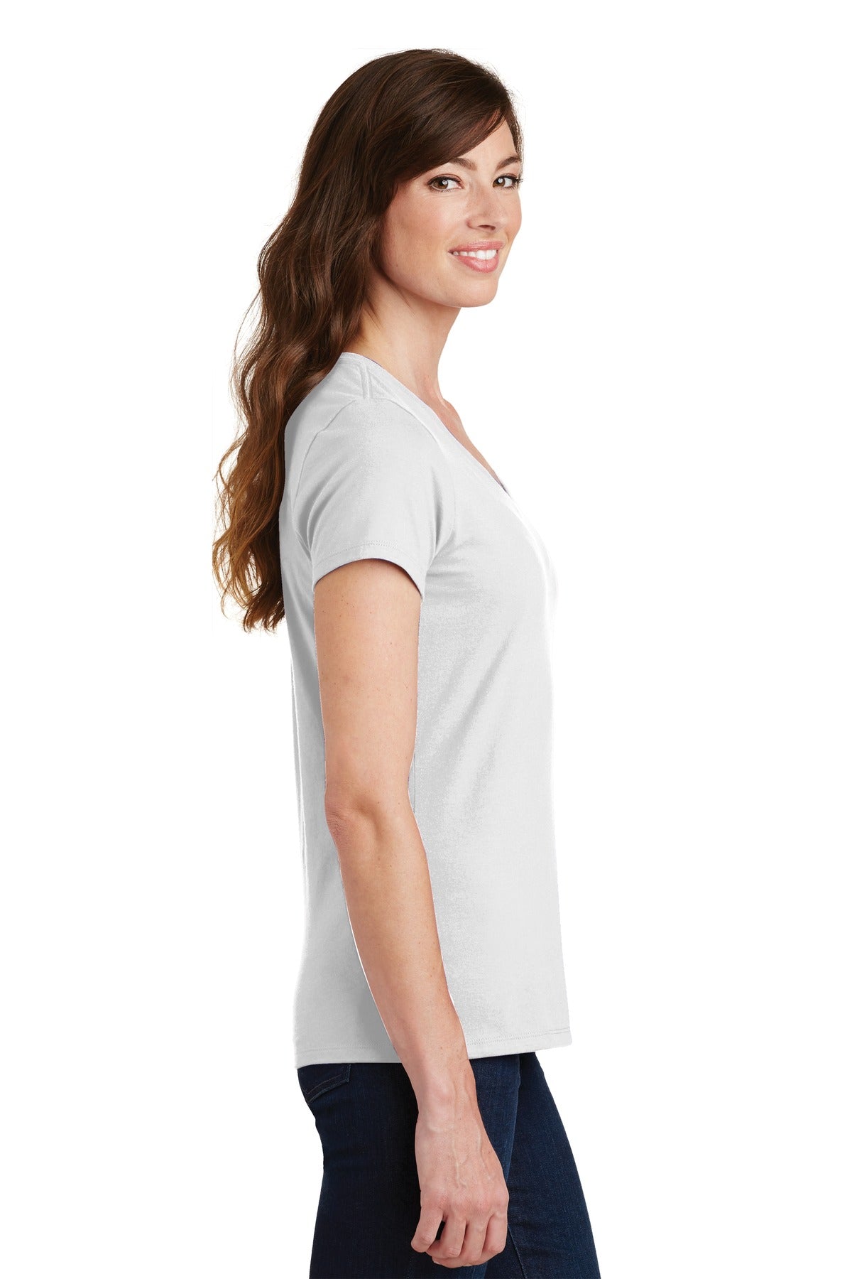 White Port & Co Women's Fan Favorite V-Neck Tee. LPC450V