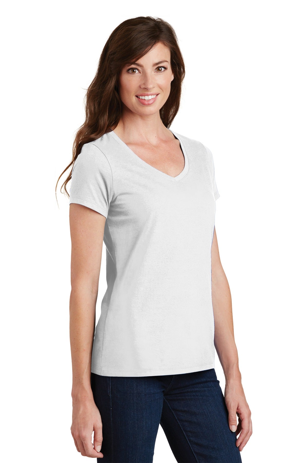 White Port & Co Women's Fan Favorite V-Neck Tee. LPC450V