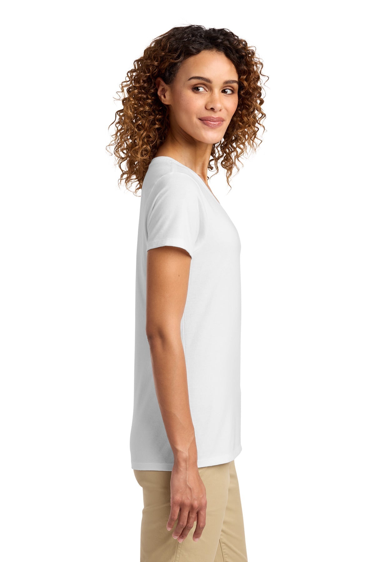 White Port & Co Women's Fan Favorite V-Neck Tee. LPC450V