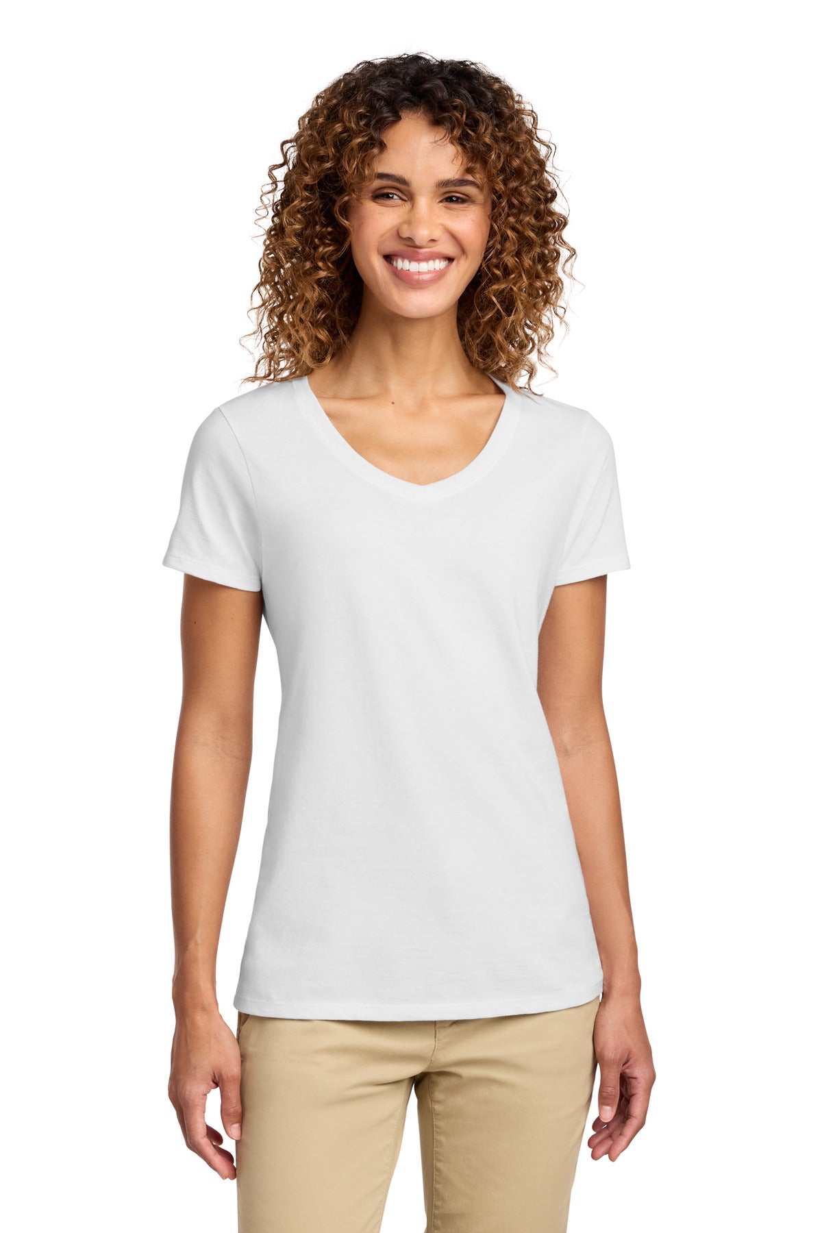 White Port & Co Women's Fan Favorite V-Neck Tee. LPC450V