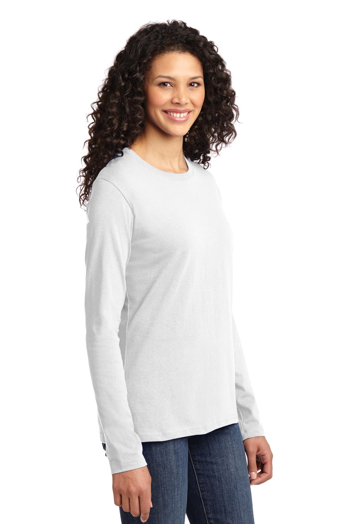 White Port & Co Women's Long Sleeve Core Cotton Tee. LPC54LS