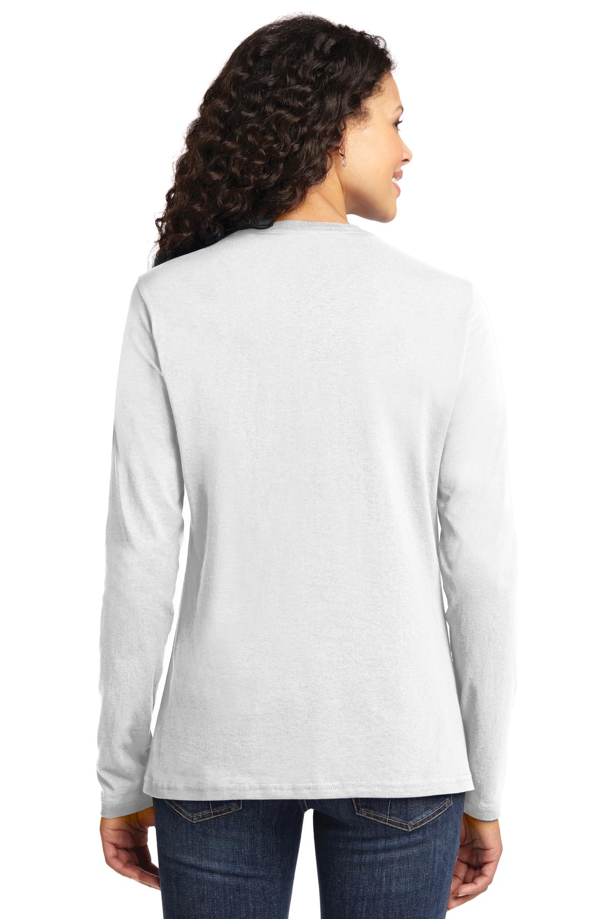 White Port & Co Women's Long Sleeve Core Cotton Tee. LPC54LS