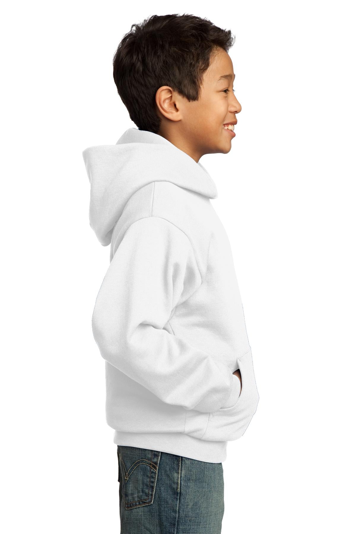 White Port & Co Youth Core Fleece Pullover Hooded Sweatshirt. PC90YH