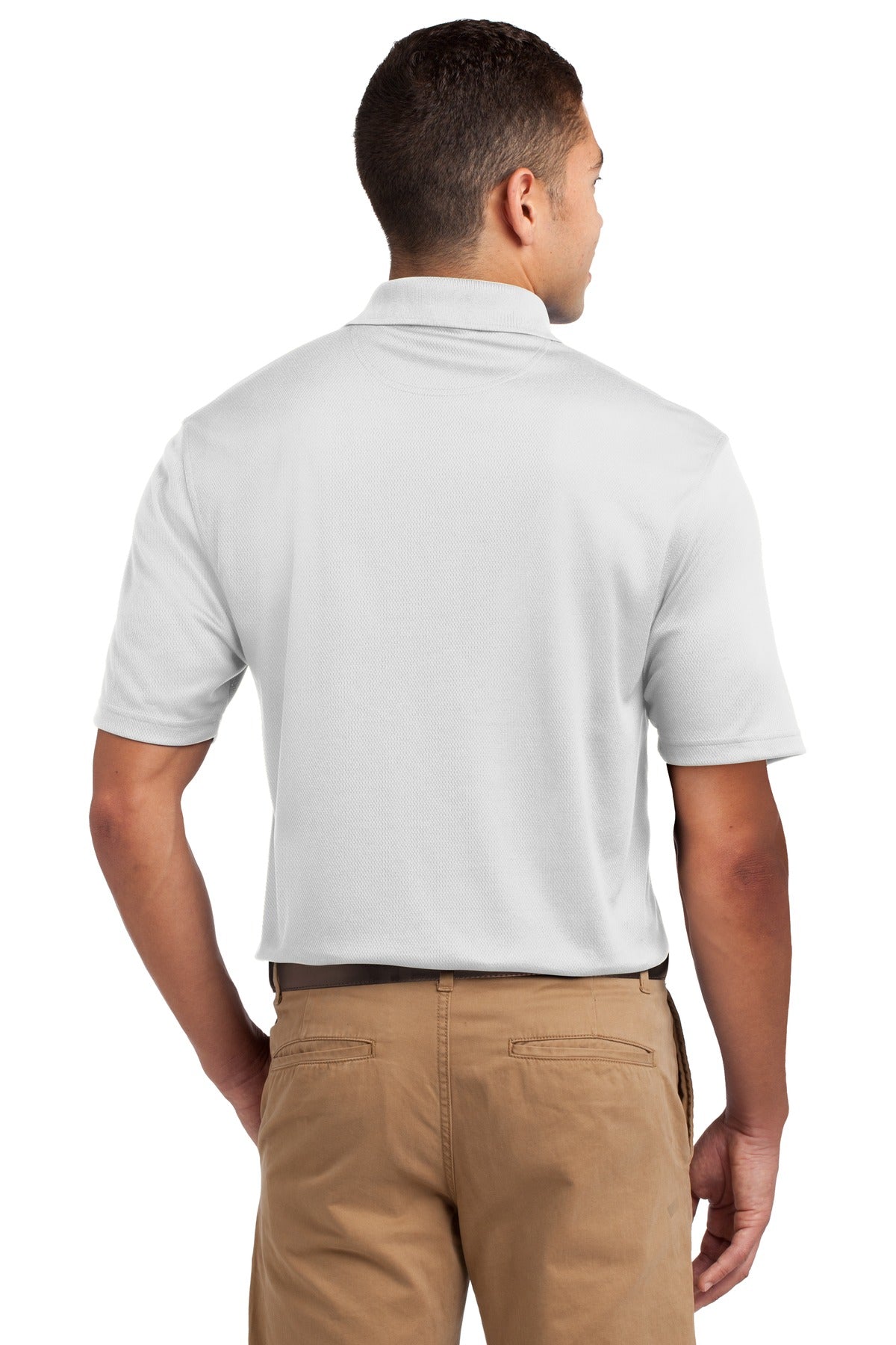 White Sport-Tek Dri-Mesh Polo. K469