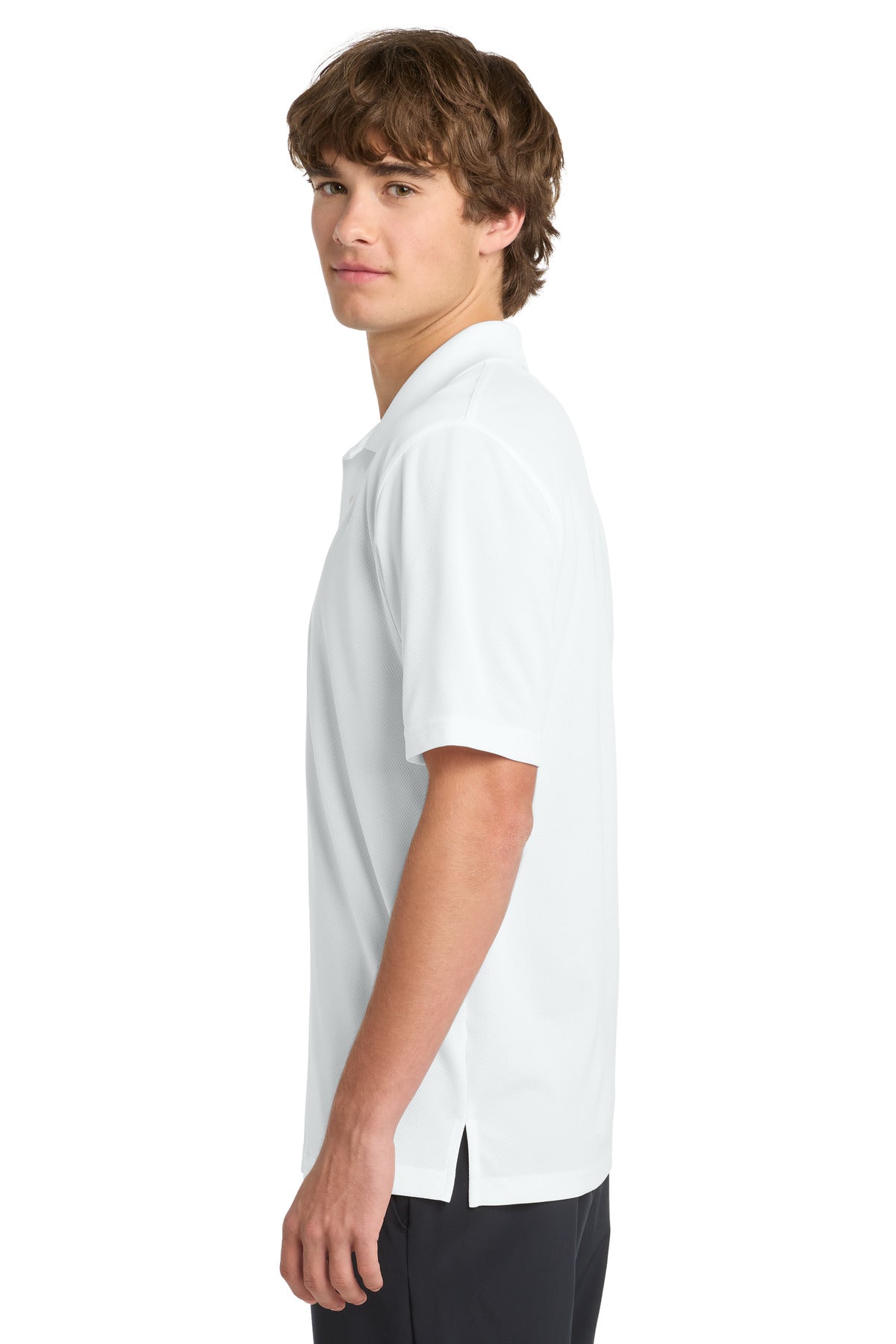 White Sport-Tek Dri-Mesh Polo. K469