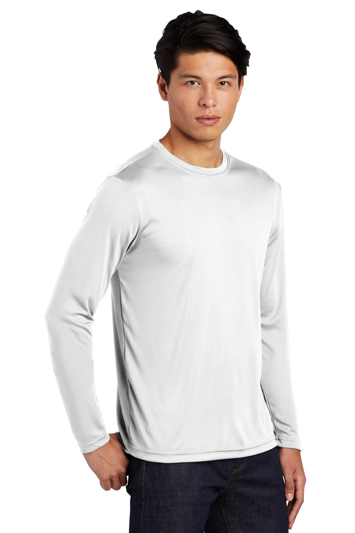 White Sport-Tek Long Sleeve PosiCharge Competitor Tee. ST350LS