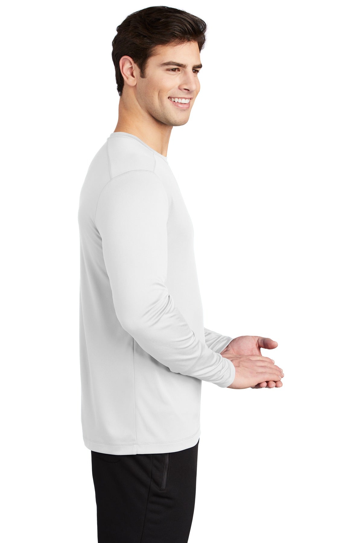 White Sport-Tek Posi-UV Pro Long Sleeve Tee. ST420LS