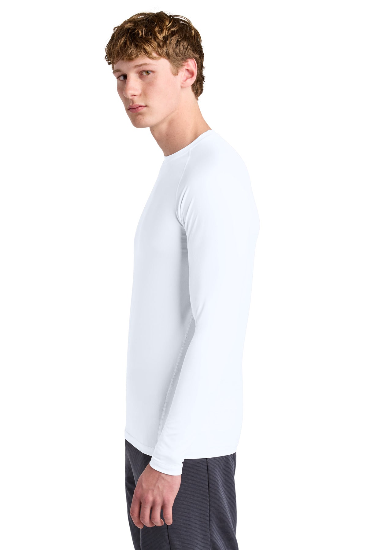 White Sport-Tek PosiCharge Compression Long Sleeve Tee ST120LS