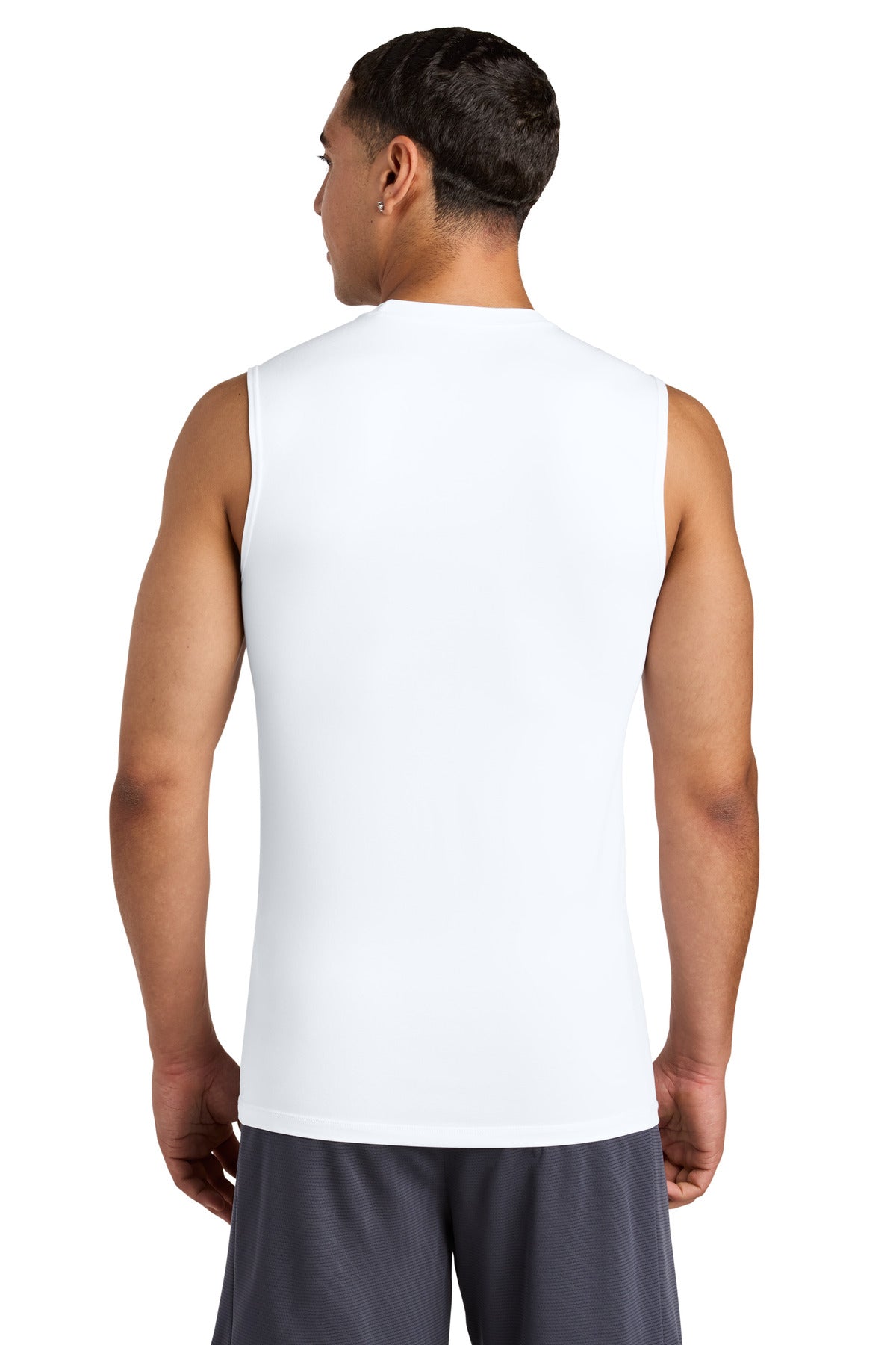 White Sport-Tek PosiCharge Compression Sleeveless Tee ST121SL